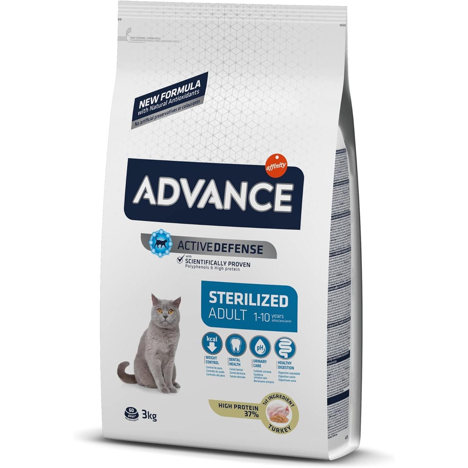 Advance – Pienso para gatos adultos esterilizados Advance Sterilized pavo y cebada.