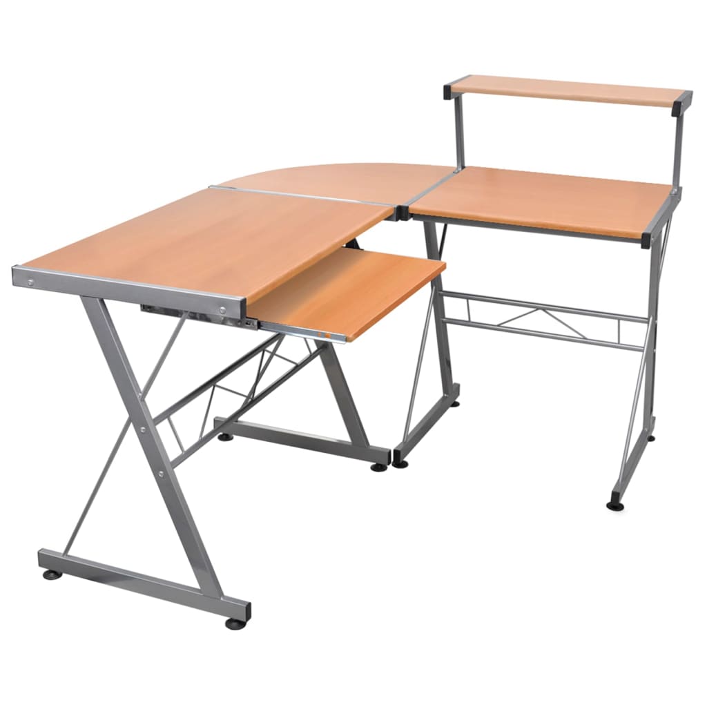 vidaXL Escritorio de esquina madera contrachapada 132x112x99cm en color Negro/Blanco/Marrón | estructura resistente ideal para salón dormitorio o estudio