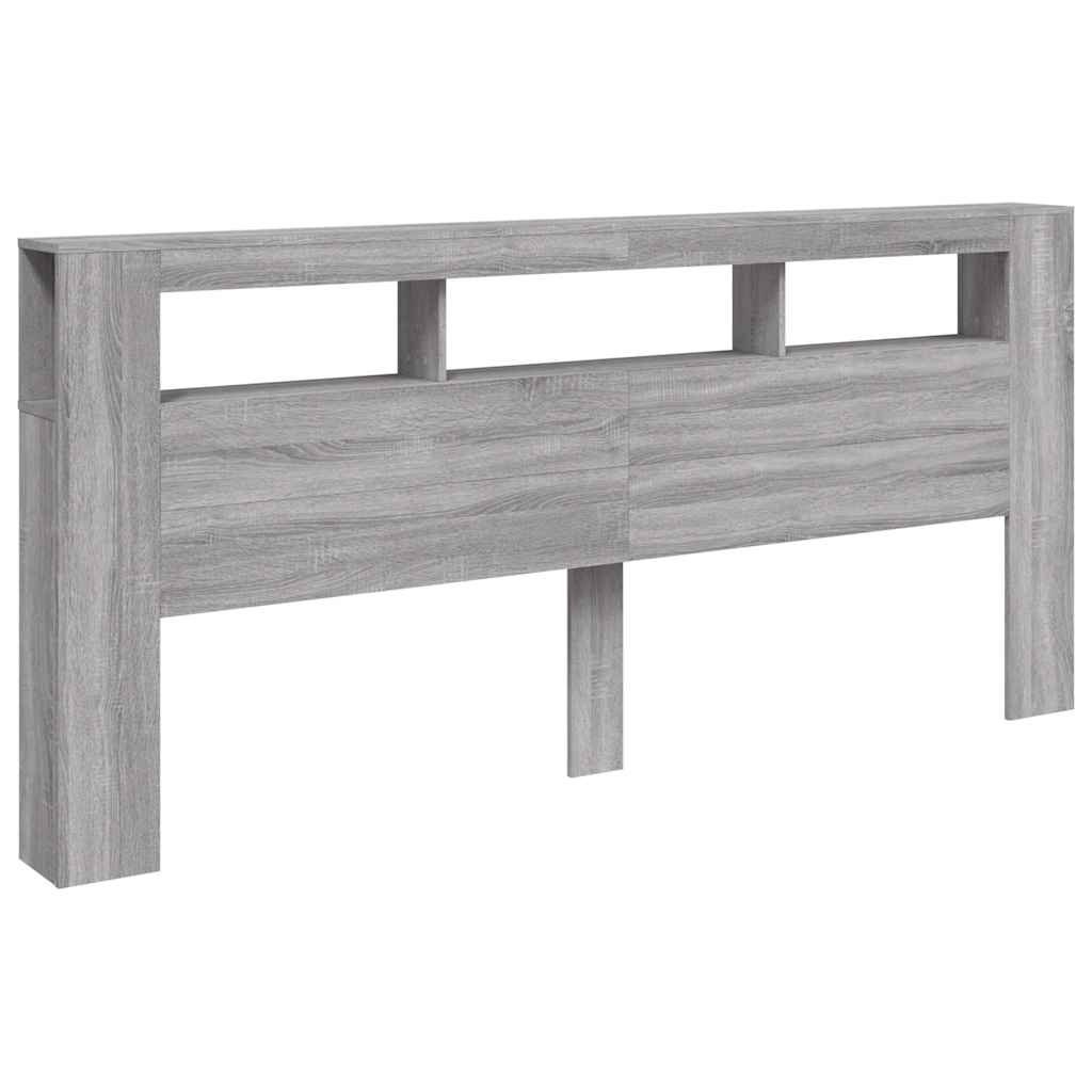 vidaXL Cabecero LED madera ingeniería gris Sonoma 220x18,5x103,5 cm