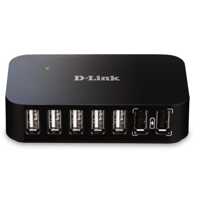 D-Link DUB-H7 nodo concentrador USB 2.0 Type-B 480 Mbit/s Negro
