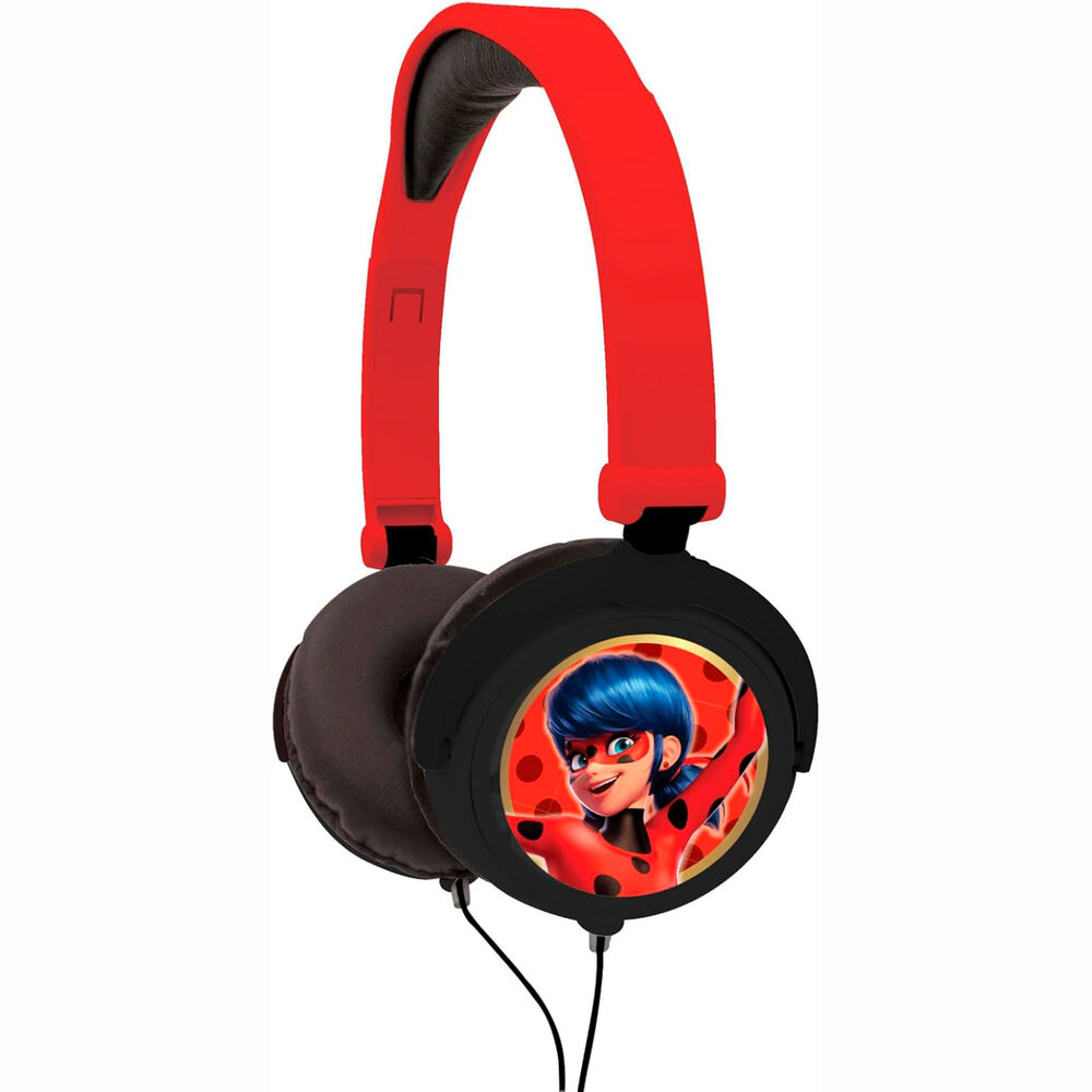 LEXIBOOK, Miraculous Ladybug Cat Noir, Auriculares estéreo, Volumen Seguro para niños, Plegables y Ajustables, Rojo, HP015MI