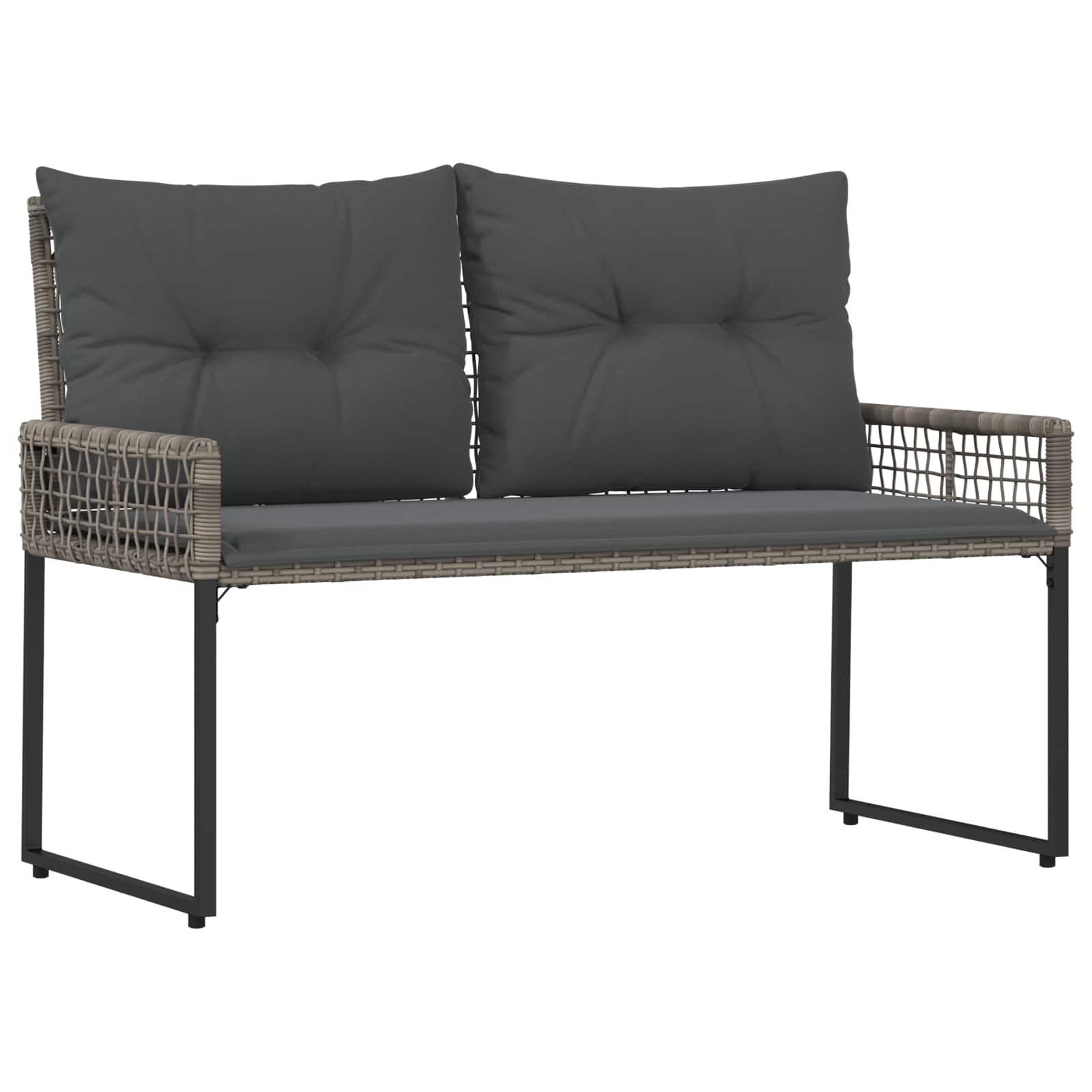 vidaXL Banco de exterior Gris 118 x 55 x 82 cm Ratán sintético y tela