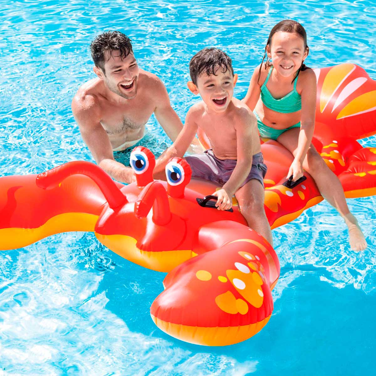 Colchoneta hinchable Intex langosta 4 asas +3A rojo 137x213 cm