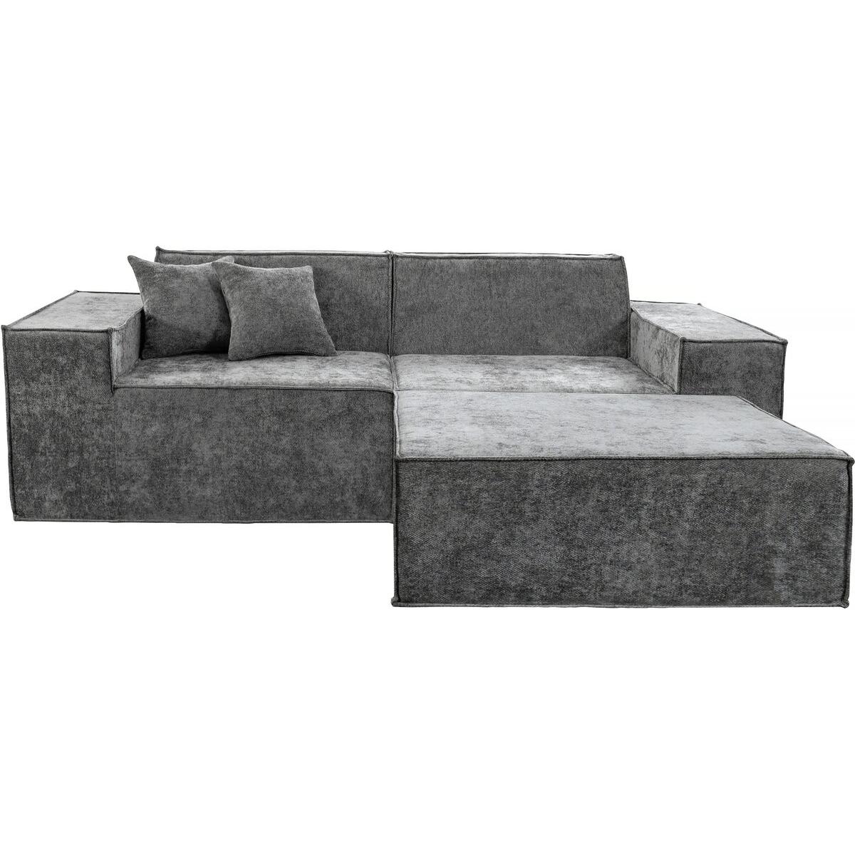 Habitat y Jardin - Sofá modular recto con otomana en tela texturizada "Lusso" - 3 plazas - Gris