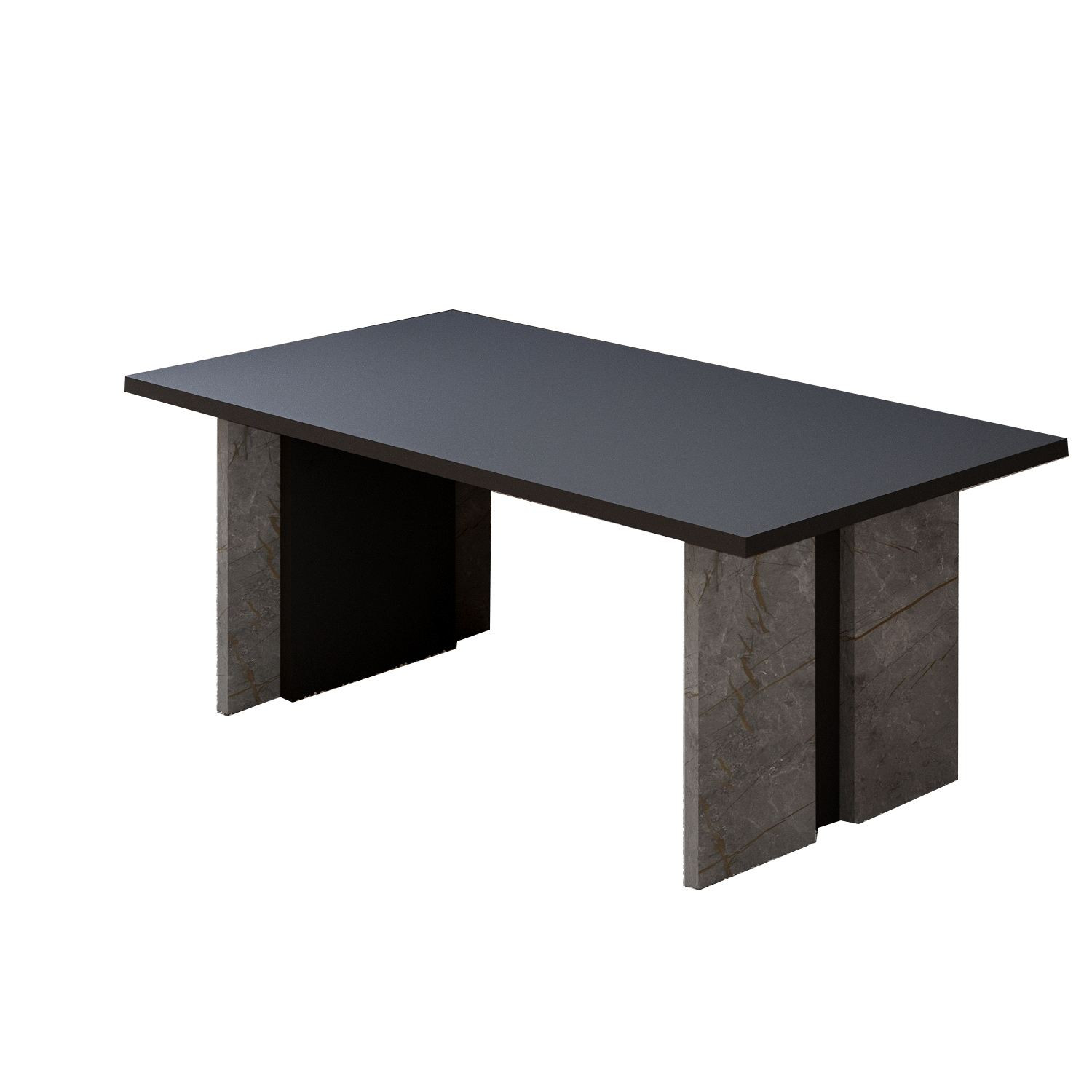 Habitat y Jardin - Mesa baja de madera "Ravello" - 90 x 50 x 40 cm - Gris antracita jaspeado