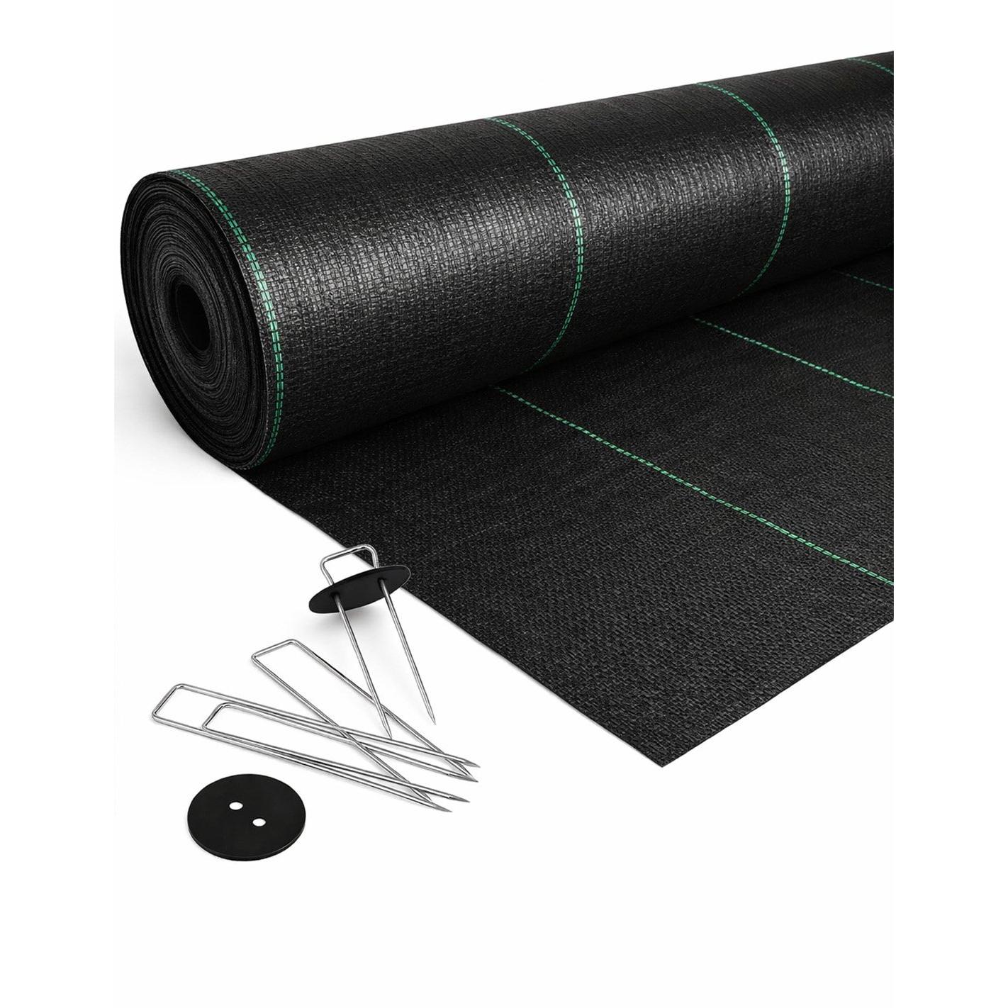 Malla Antihierbas 110g/m² | Tela Geotextil Transpirable | Control de Maleza | Protección Anti-UV Césped Artificial Jardín Huerto