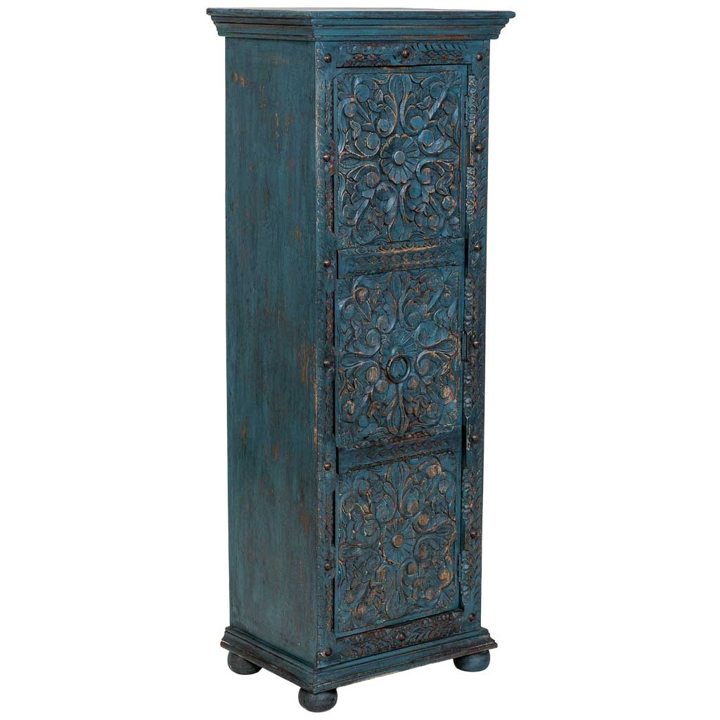 Wonderlust Deco - Armario de madera artesanal azul 53x40x149h cm Azul 53x40x149h cm