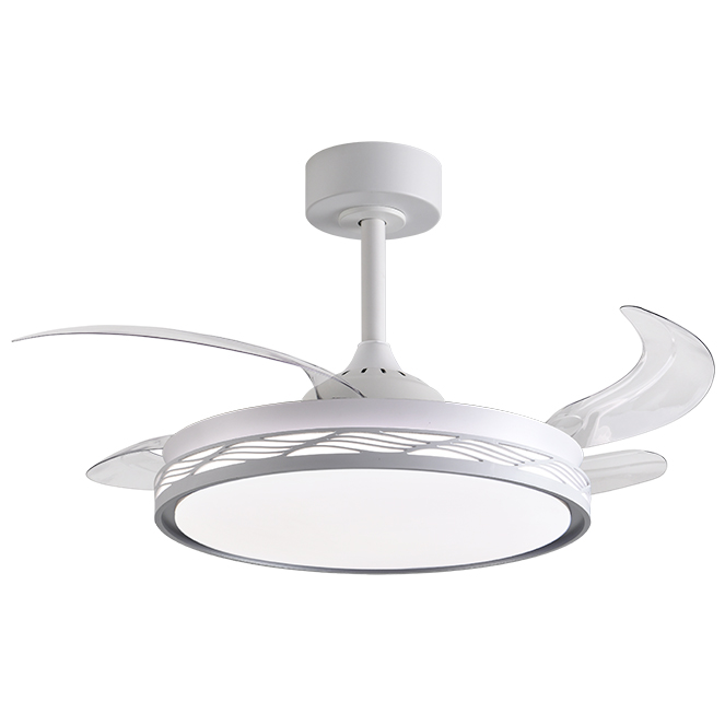 Ventilador BEL AIR HOME DC RIGA blanco/blanco, 4 aspas retráctiles, 72W LED 3000|4000|6000K, Al.35xD.108/50cm