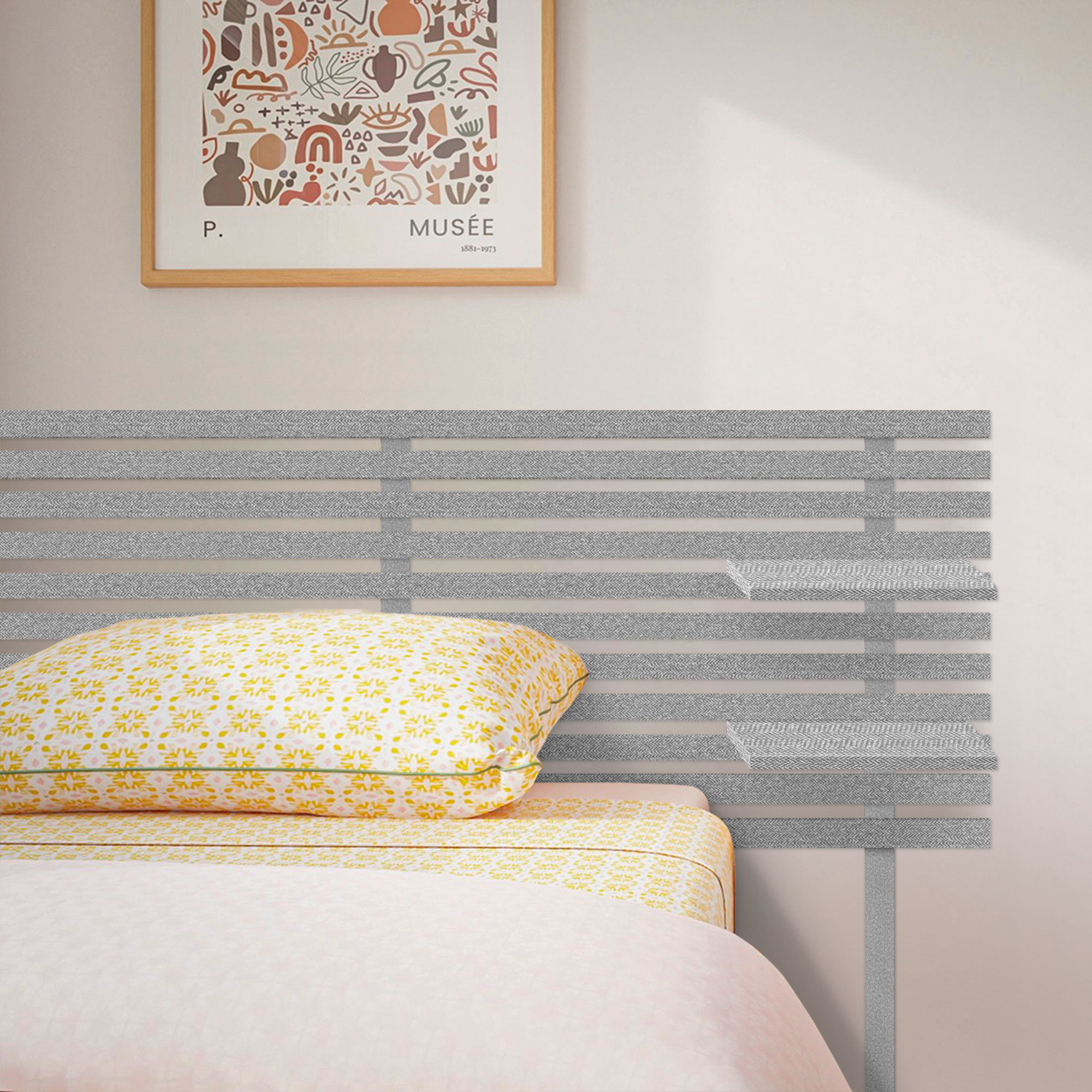 Cabecero con Estantes de Madera reciclada DM Colgante Pared Estilo Palet Japones con Patas