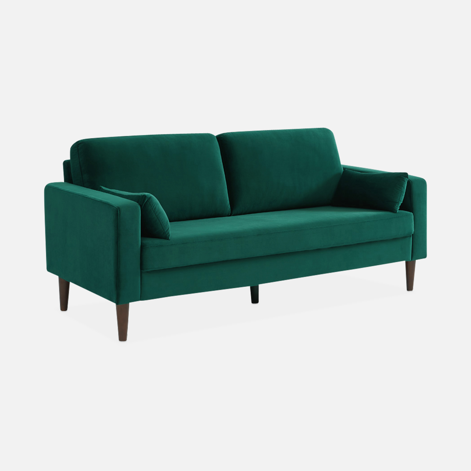 sweeek - Sofá de terciopelo con patas de madera de hevea, 3 plazas , Bjorn terciopelo , 180x82x70