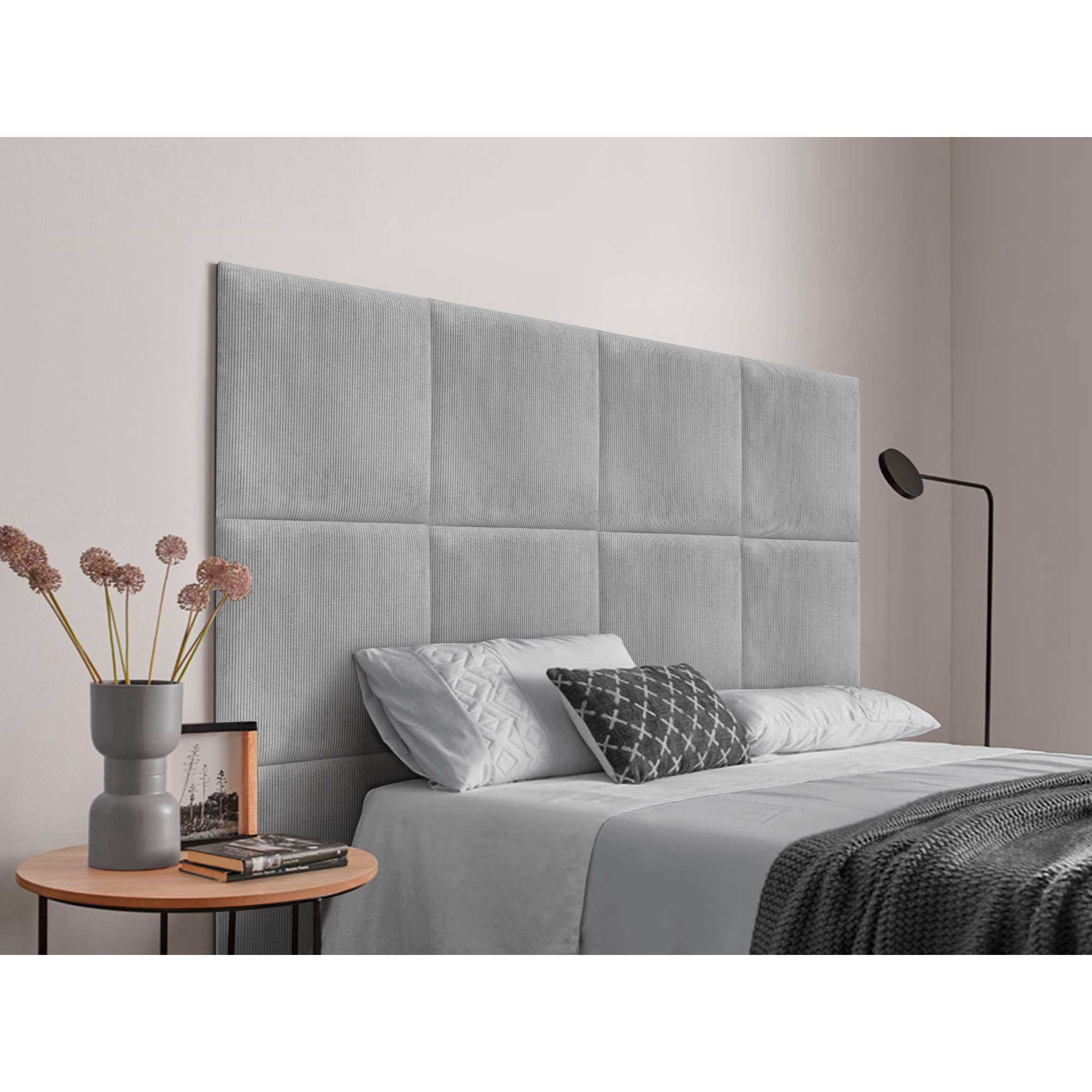 DHOME Cabecero Tapizado Compuesto de Paneles Autoadhesivos Intercambiables de Pana Premium Cama Lujo Dormitorio Acolchado