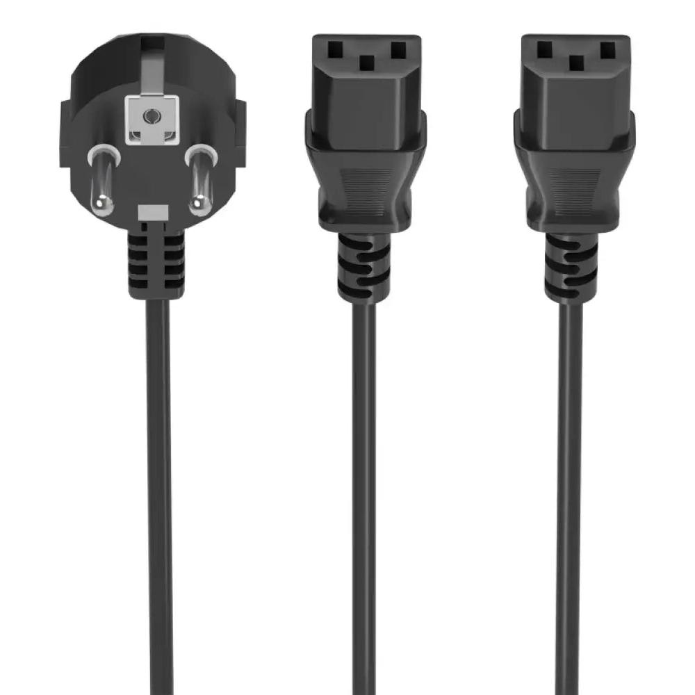 Cable alimentación CPU Aisens A132-0864 CEE7 Macho a 2x C13 Hembra 1.8m Negro cobre 1500W