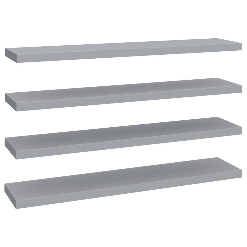 vidaXL Estantes flotantes pared 4 MDF 120x23,5x3,8 cm Blanco brillante, negro brillante, gris brillante Mueble Almacenaje Estantería para Oficina, Estudio, Dormitorio Estantería/Librería/ mueble de Almacenamiento