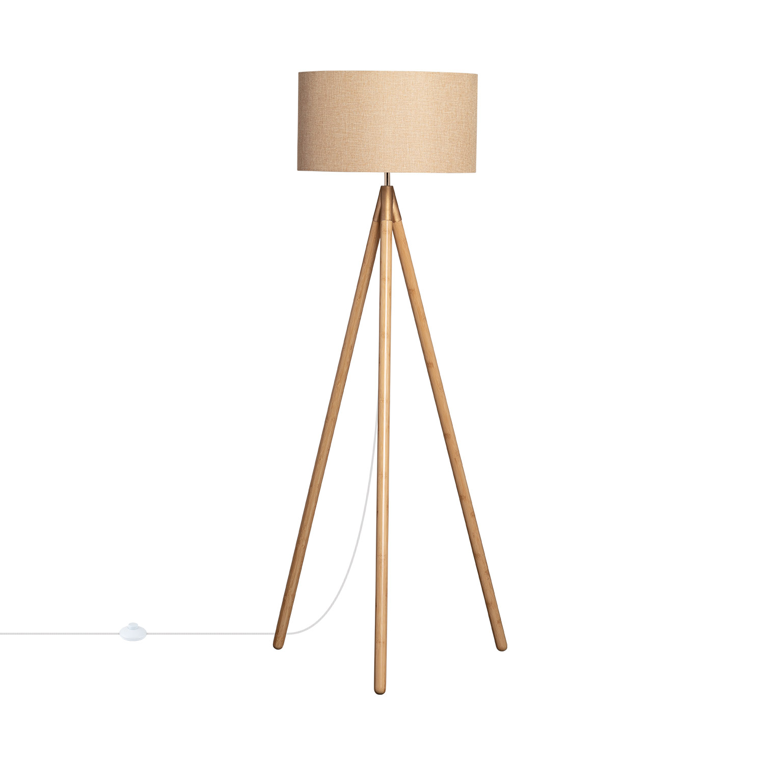 Ledkia Lámpara de Pie Wolby Madera y Tela, Diseño Elegante y Alta Calidad