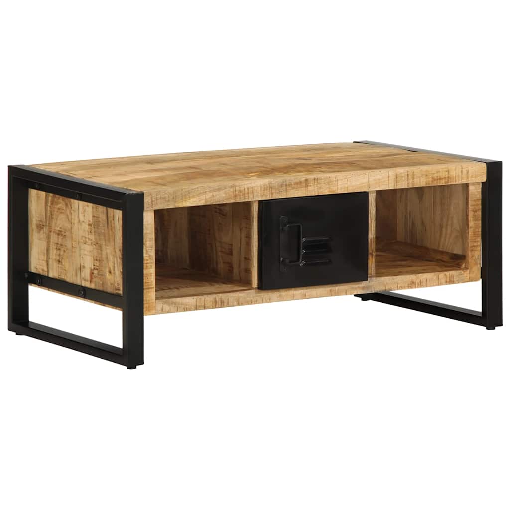 vidaXL Mesa de centro de 90x50x36 cm en material Madera maciza de mango rugosa/madera maciza reciclada | estructura resistente ideal para salón dormitorio o estudio
