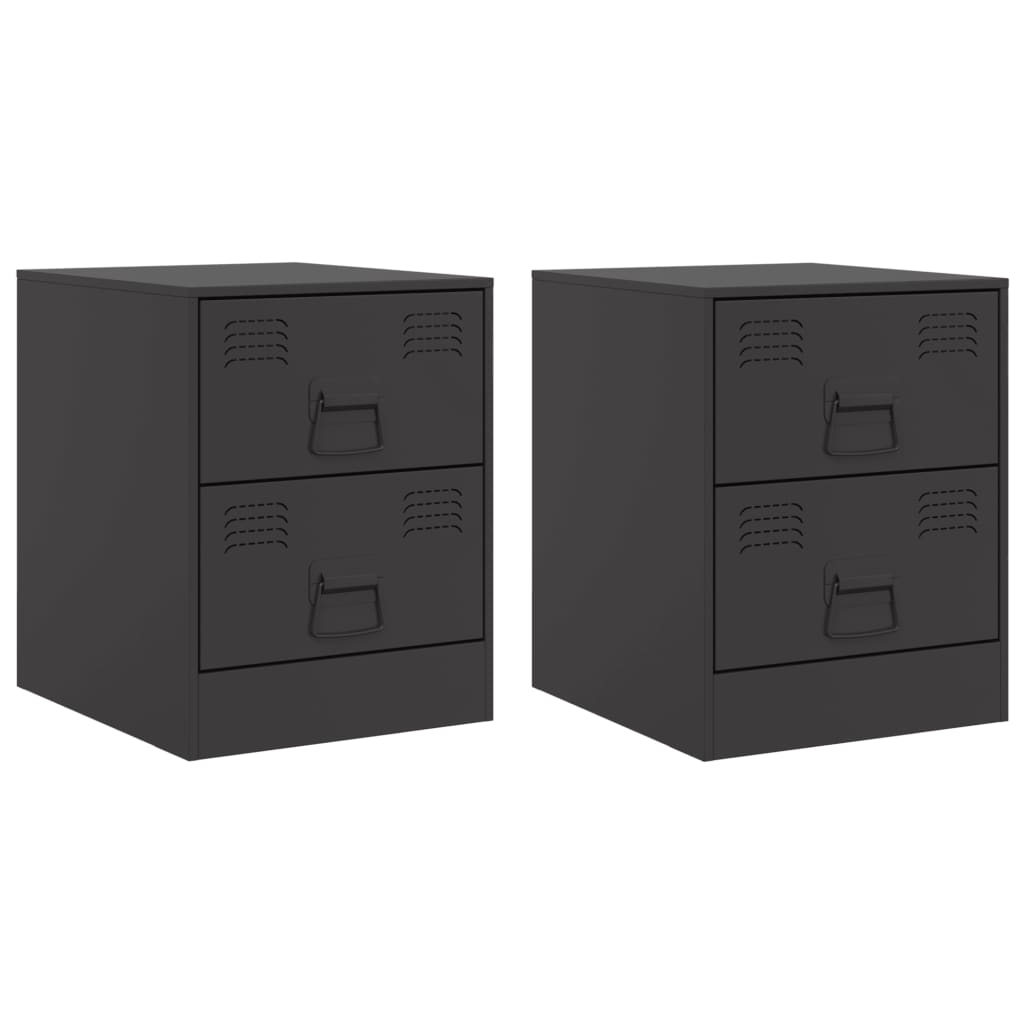 Mesitas de Noche Vidaxl 2 Unidades Acero 34,5x39x44 Cm Negro