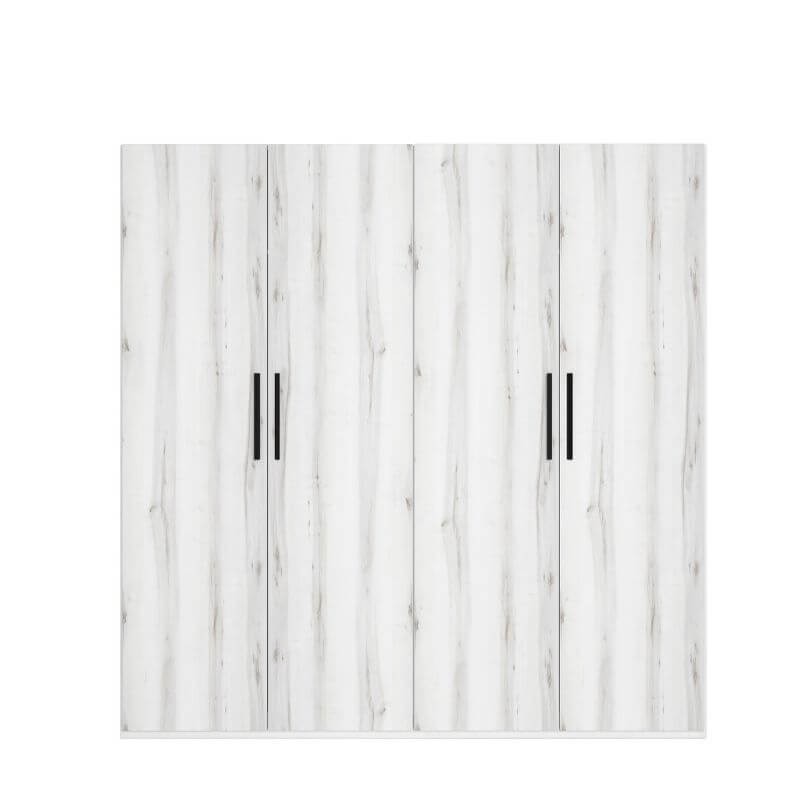 MOBELCENTER - Armario 4 Puertas Lido MOBELCENTER, Acabado Albo, 181,4 cm x 197,5 cm, Ideal para Dormitorio con Barras Colgador y Altillos (1567)