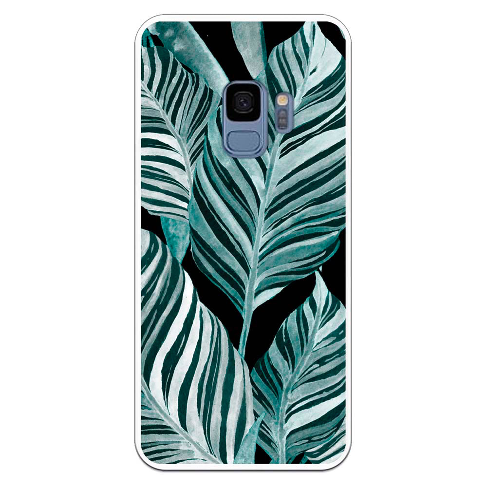 Funda compatible con Samsung Galaxy S9 - helechos fondo negro