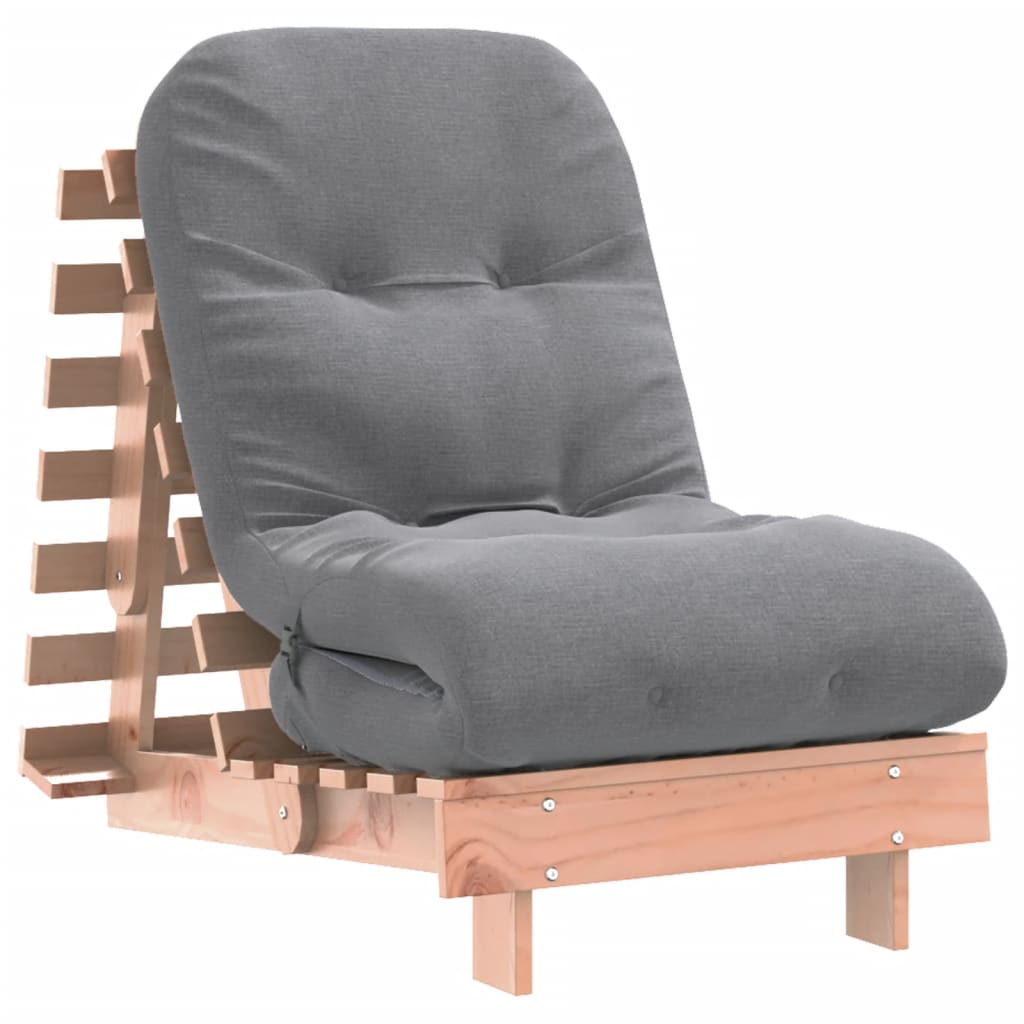 vidaXL Futón sofá cama con colchón madera maciza 60x206x11 cm en color Blanco/Douglas natural/Marrón cera y más