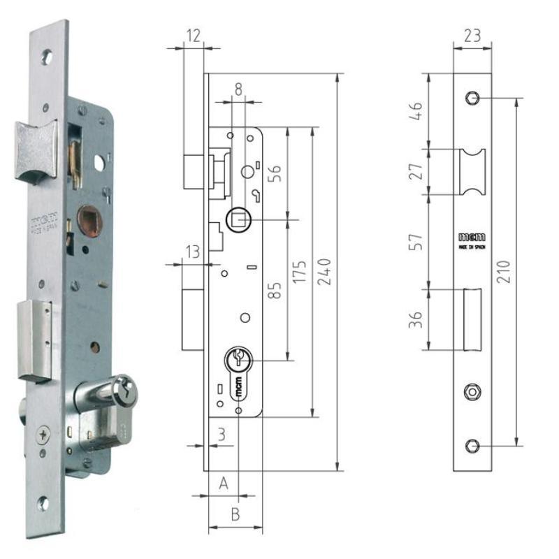 Mcm cerradura embutir metalica 1650-21 18 inox cilind.eurp.30x30