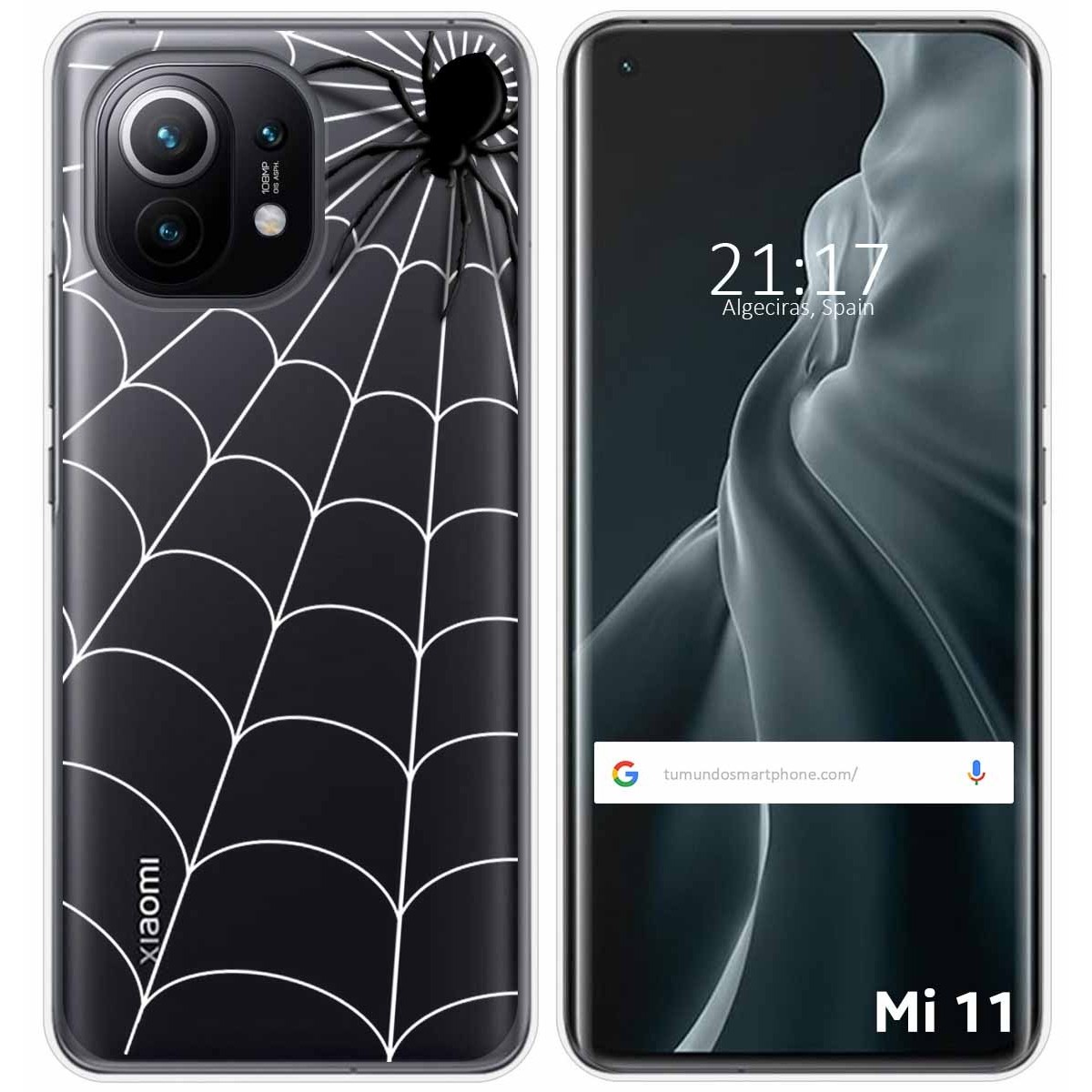 Tumundosmartphone Funda Gel Transparente para Xiaomi Mi 11 5G diseño Araña Dibujos