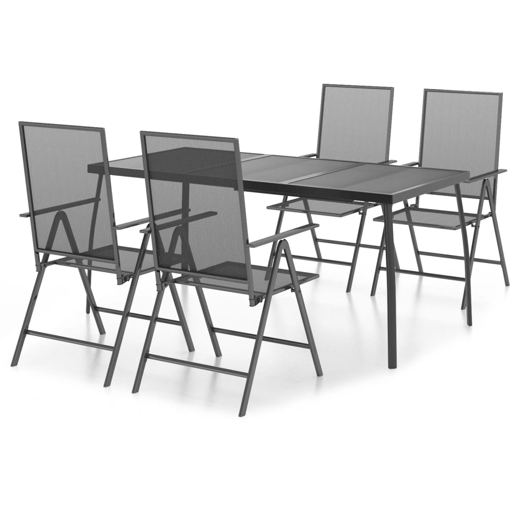 vidaXL Juego de comedor de jardín 5 piezas acero gris antracita