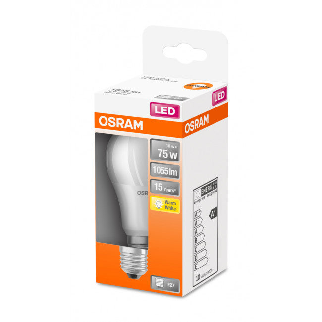 Osram - Bombilla LED A60 Classic 10W 827 E27 opal para iluminación interior con 1060 lm y duración de 10000 horas