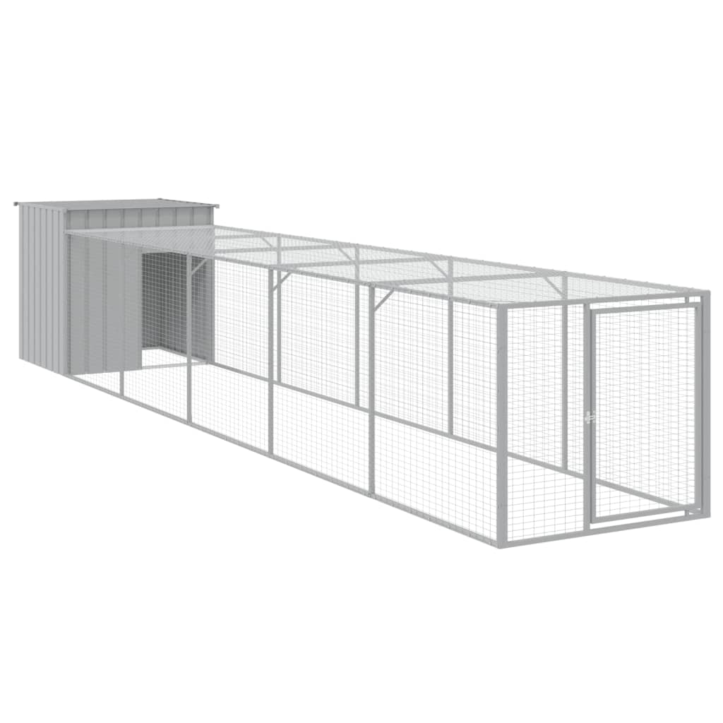 vidaXL Gallinero con Corral Jaula Caseta de Gallinas Acero Galvanizado Color Antracita,  Gris claro, y mas