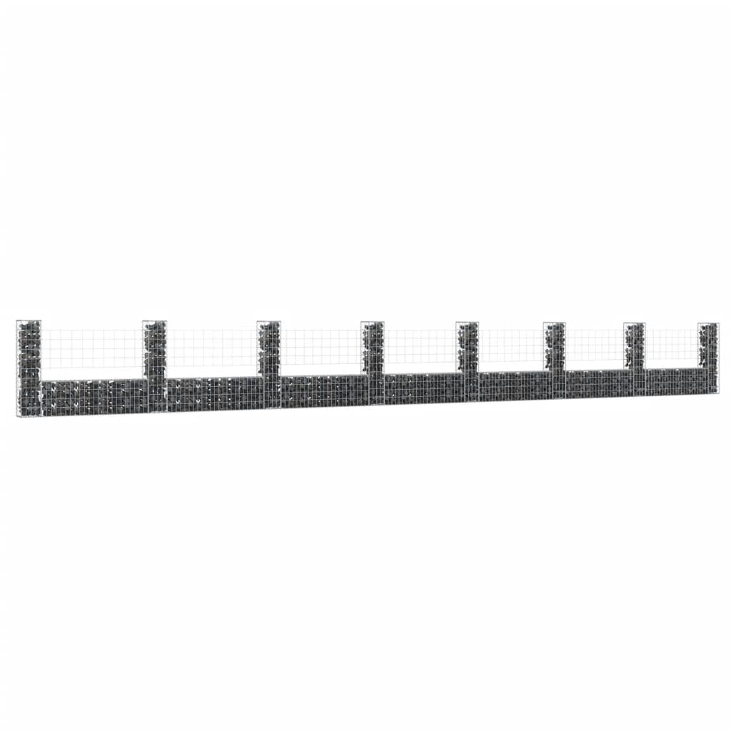 Cesta de Gaviones Vidaxl Forma de U 4 Postes de Hierro Dimensiones 140 X 20 X 100 Cm - Para Jardín