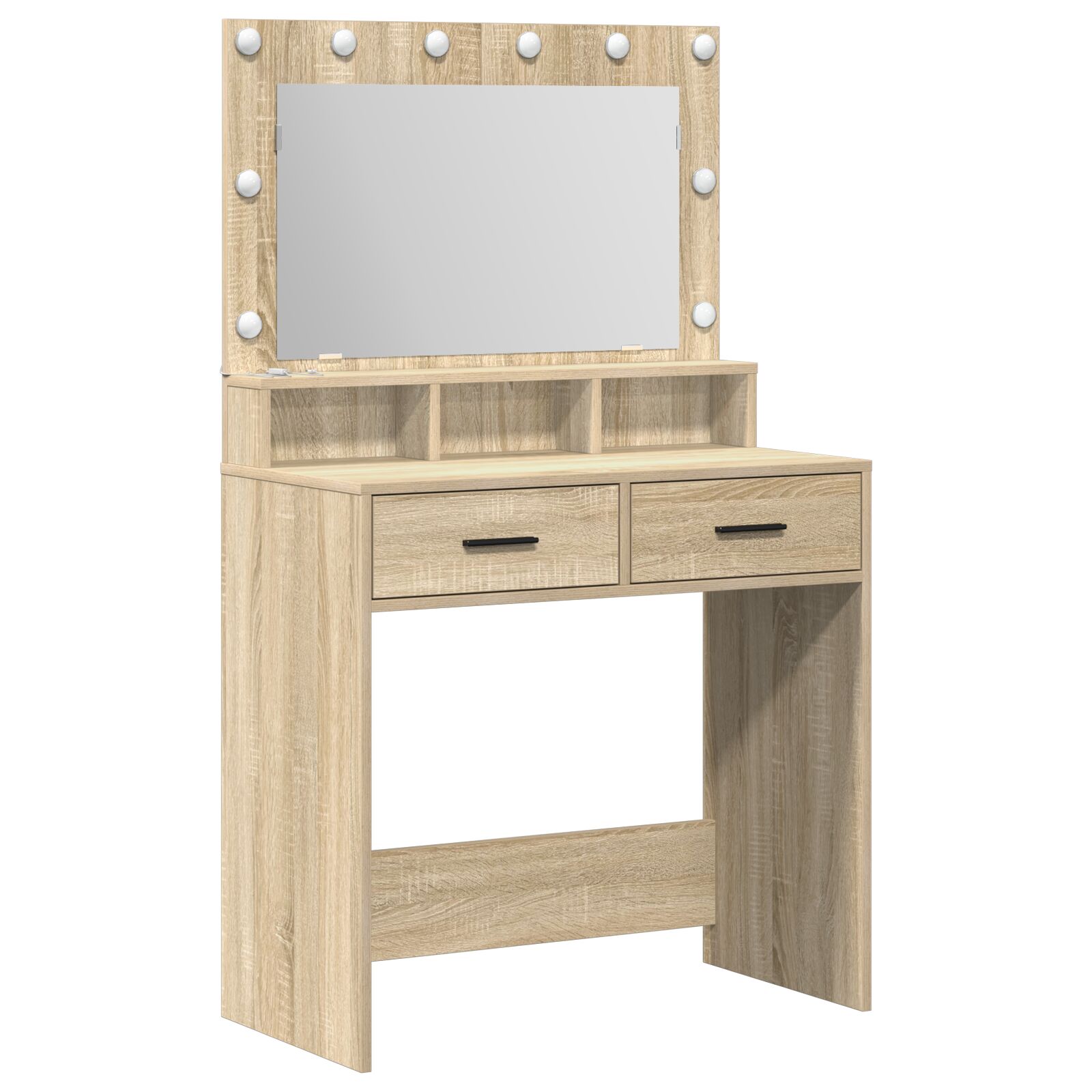 Mesa de Tocador vidaXL con Luces LED Roble Sonoma 79x41x135 cm