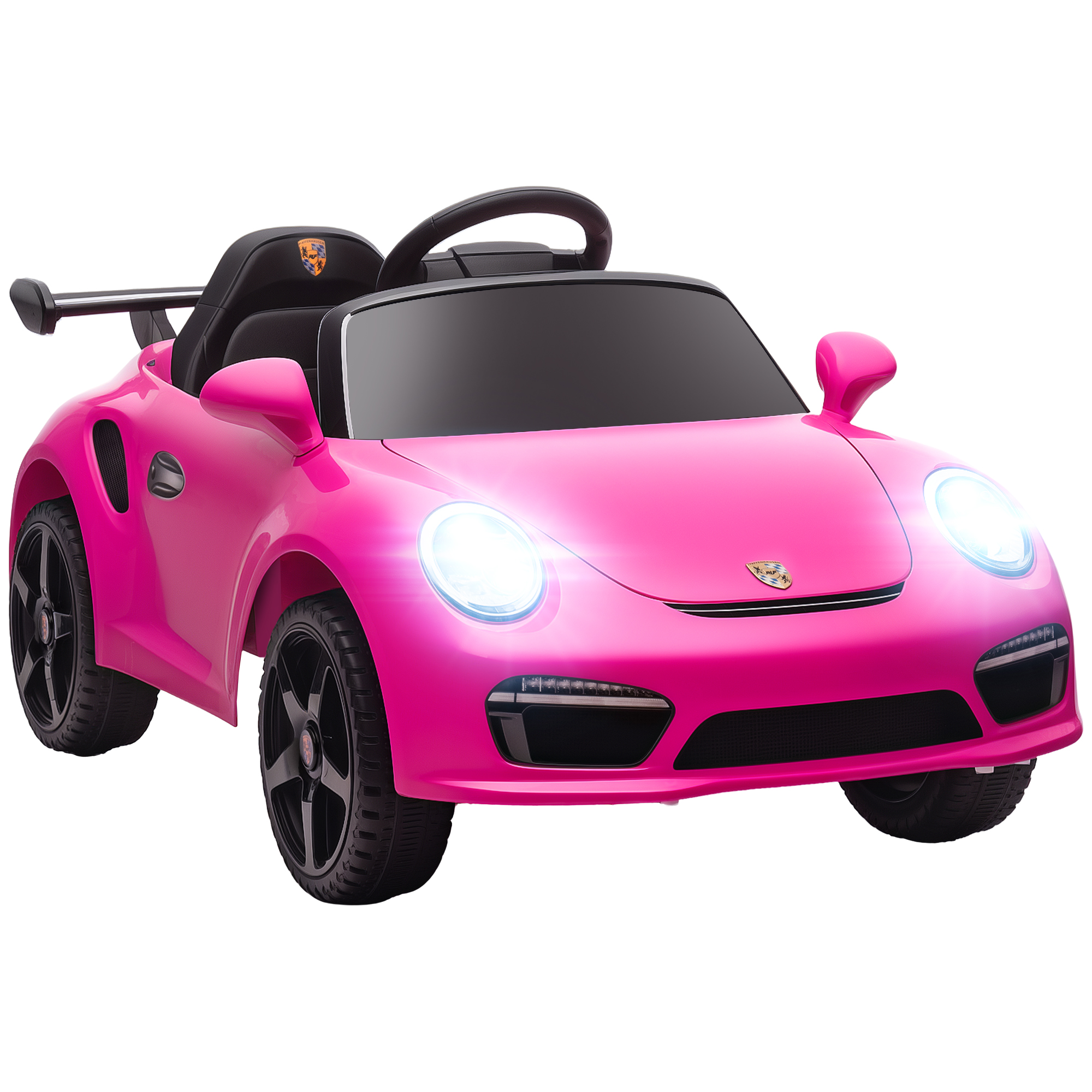AIYAPLAY Coche Eléctrico para Niños con Licencia RUF CTR 3 Clubsport, Coche de Batería 12V, con Mando a Distancia 2,4 G, Motor Doble, Música Inalámbrica, Bocina, Ruedas Auxiliares y Faros LED