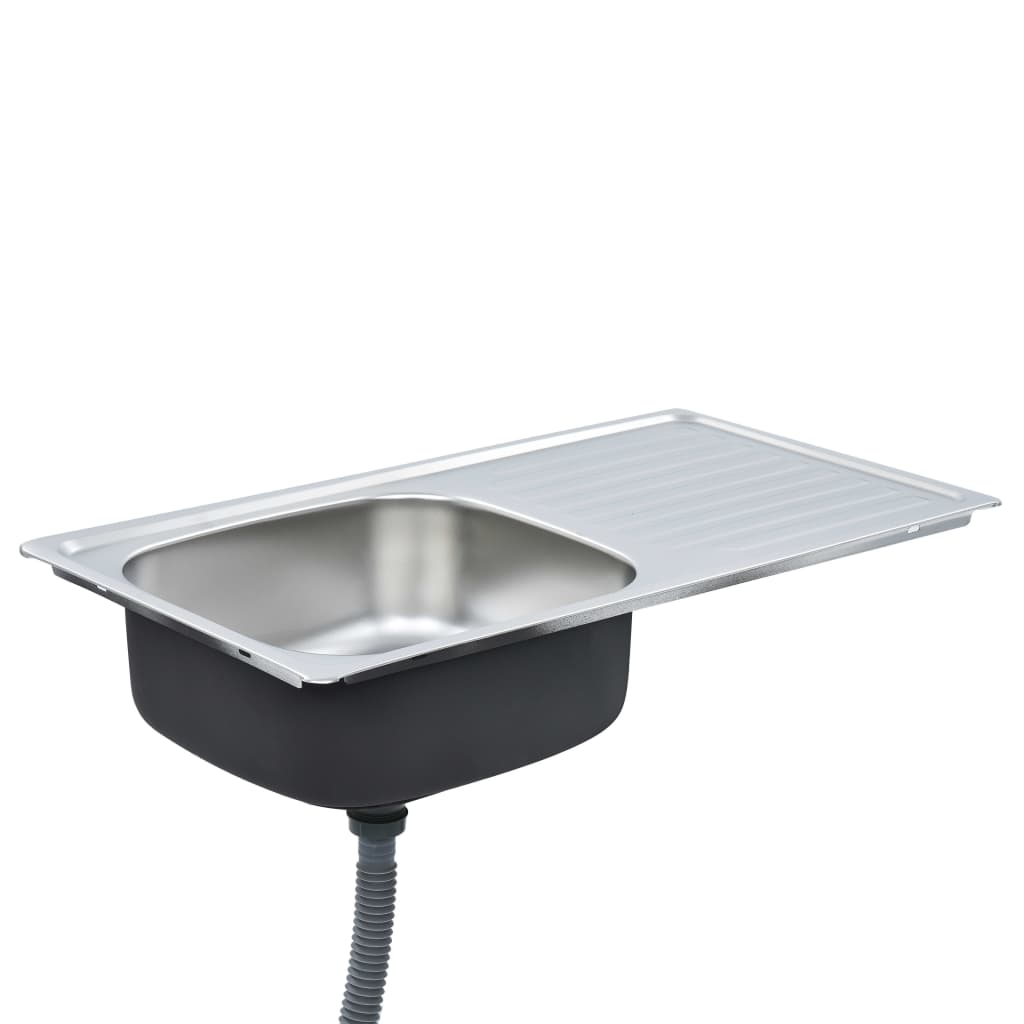 vidaXL Fregadero Cocina con Colador y Sifón Acero Inoxidable Ovalado Lavabo Dimensiones 42 x 16 cm,  57 x 45 x 16 cm,  48 x 16 cm y mas