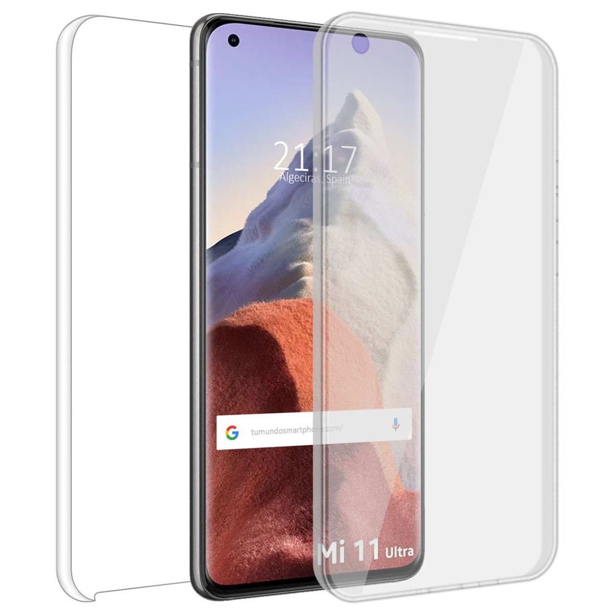 Tumundosmartphone Funda Doble Transparente Pc + Tpu Full Body 360 para Xiaomi Mi 11 Ultra 5G