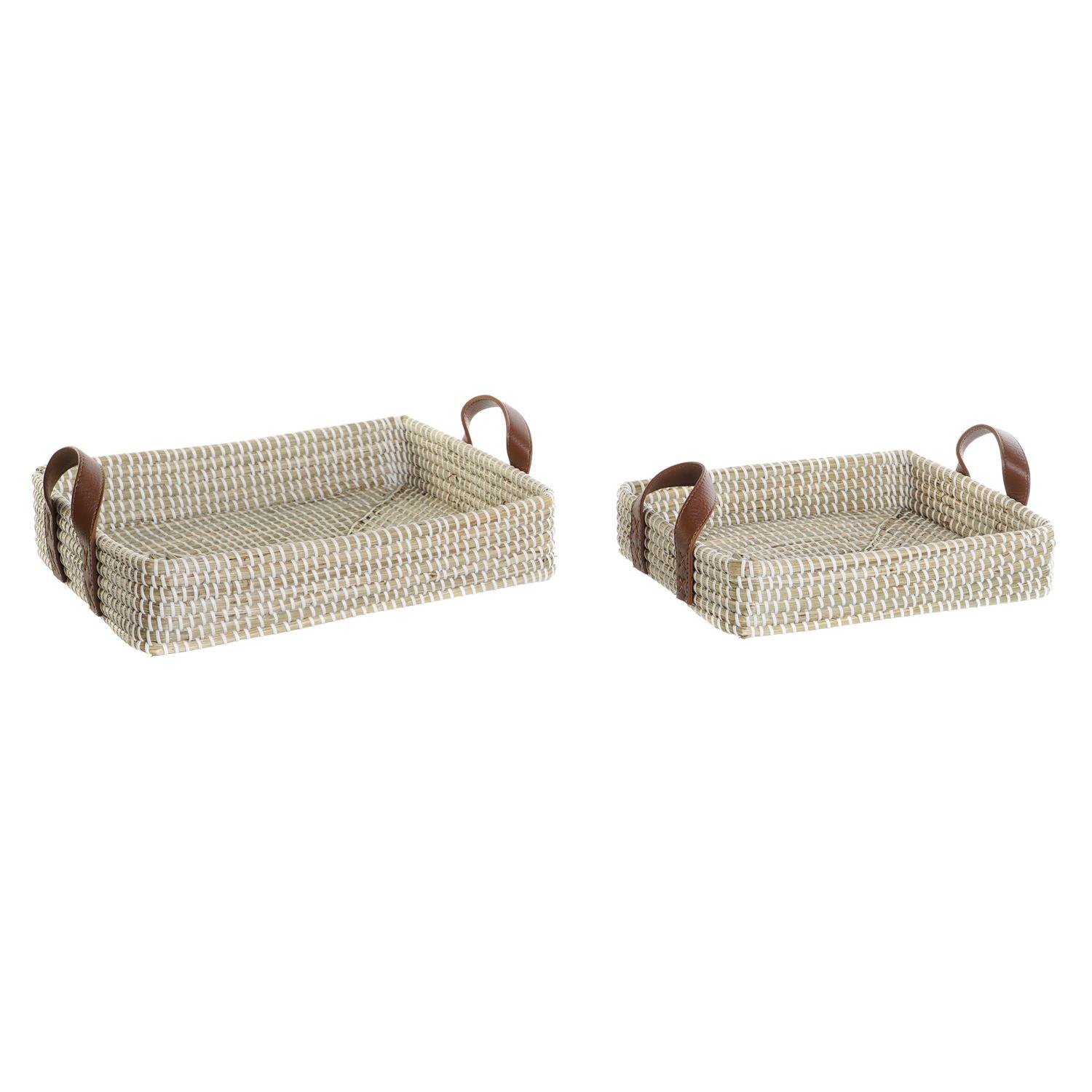 Bandeja Decoracion Set 2 Seagrass Pu 41X32X9 El mejor complemento para tu hogar  -Fijalo-