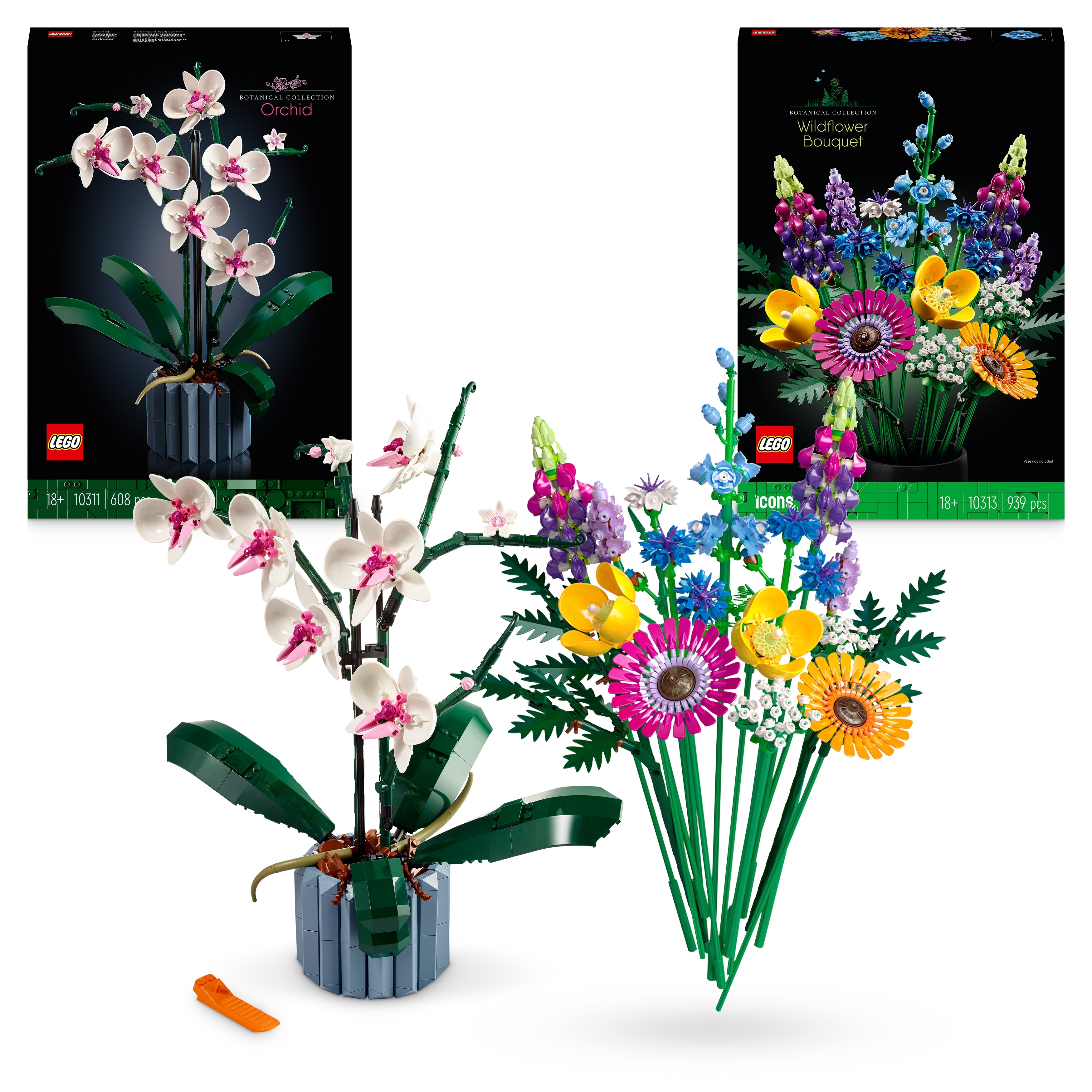 LEGO - Pack de LEGO® 10311 Planta decorativa orquídea para adultos + LEGO® Icons 10313 Ramo de flores silvestres