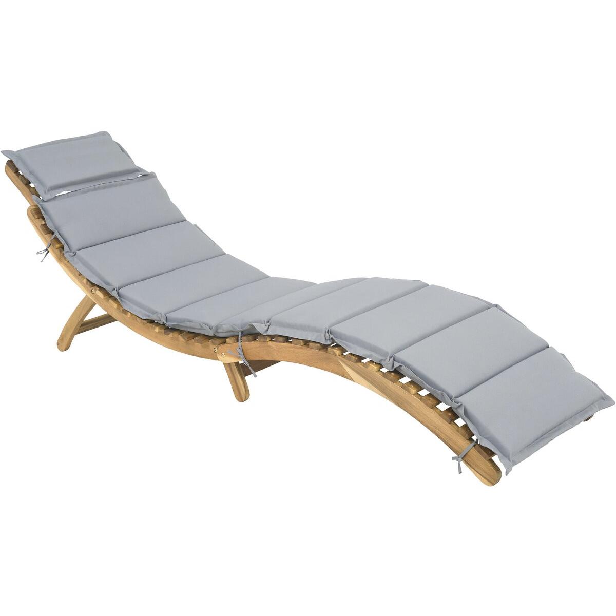Habitat y Jardin - Tumbona de madera "Yakarta" con cojines - Gris