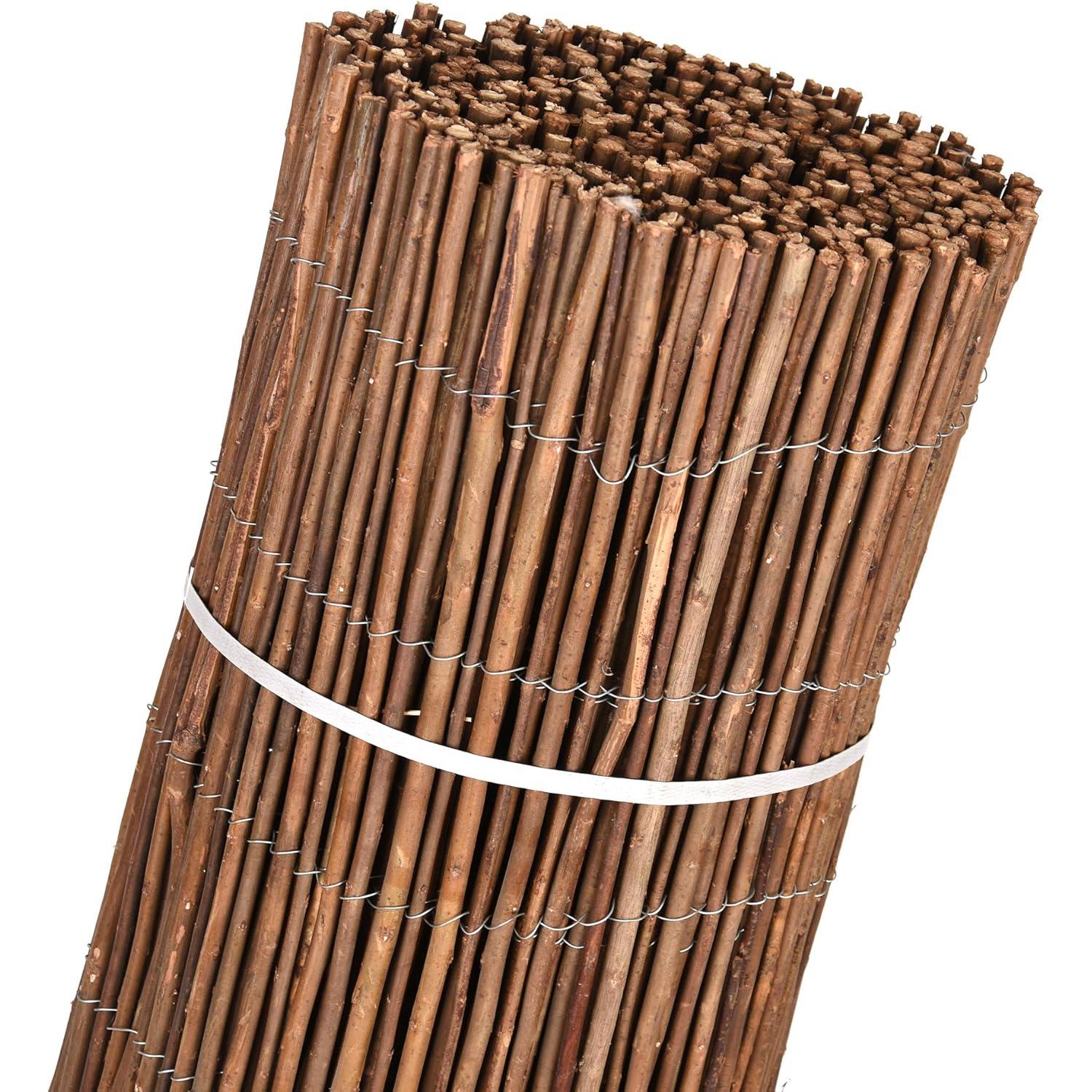 Valla de Mimbre Gruesa | Cañizo Jardin natural | Cerramiento de Mimbre 85% Ocultación | Valla Decorativa de Mimbre natural