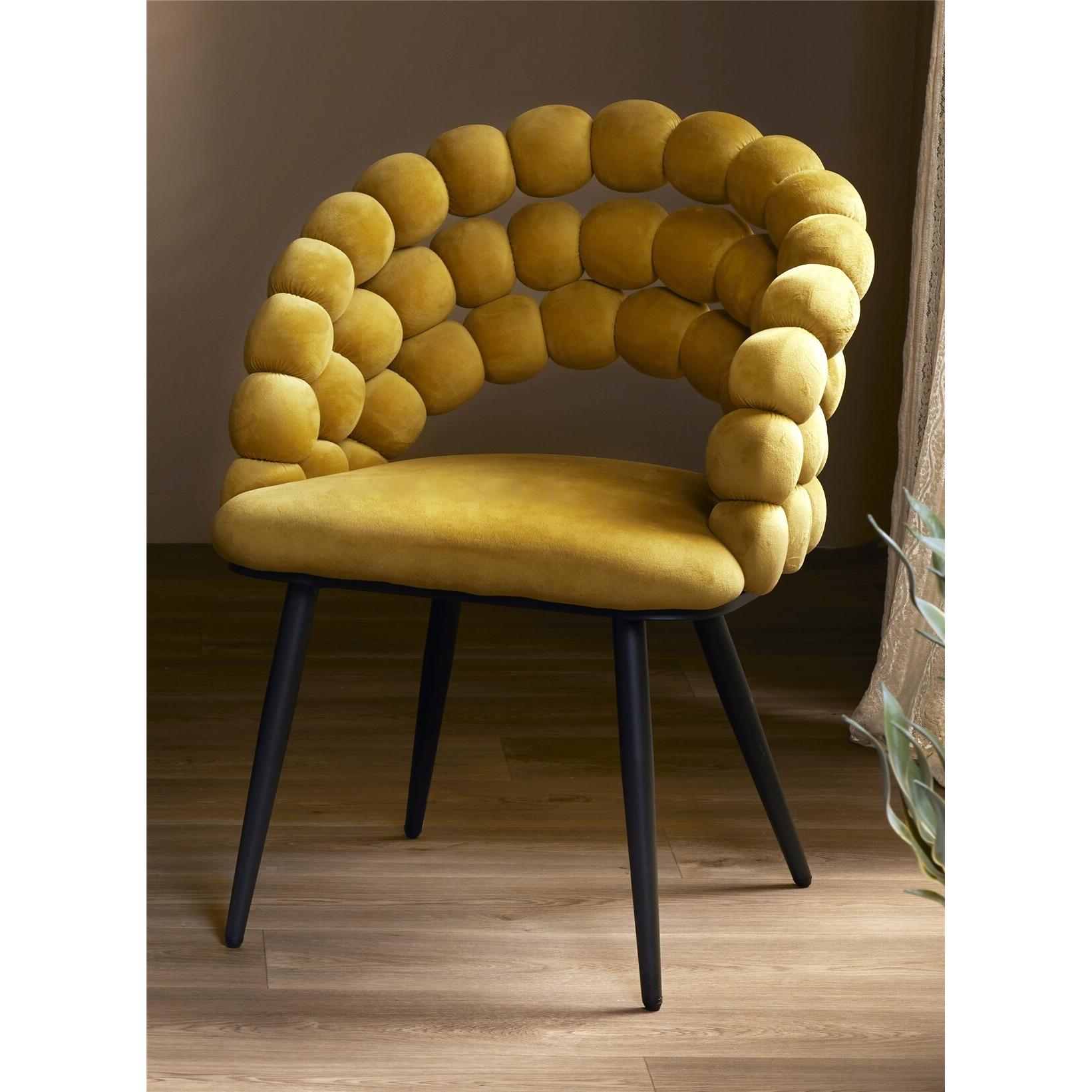 Silla nimpha terciopelo amarillo c/patas negras 62x60x80 cms. El mejor complemento para tu hogar.