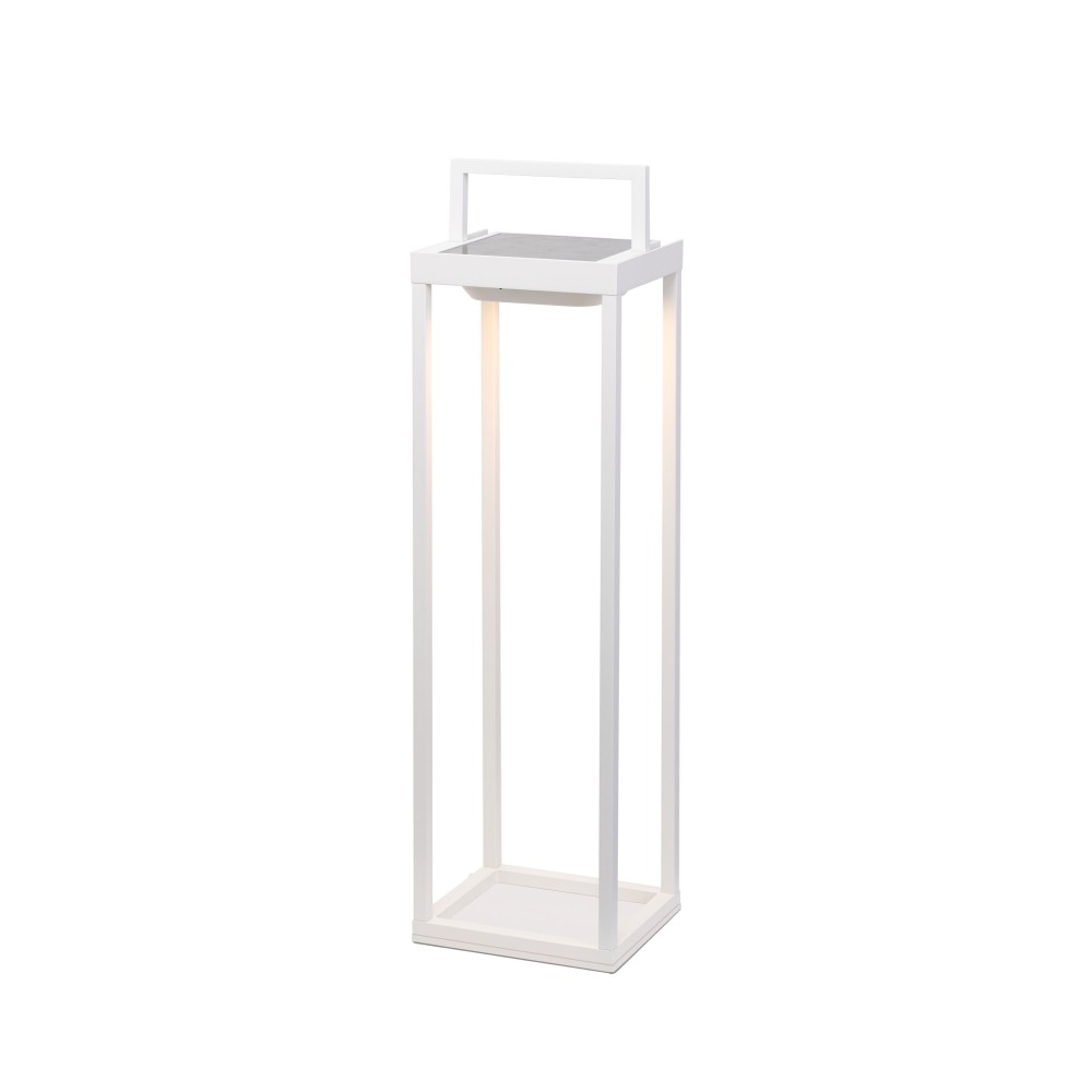 Zafferano - Farol solar para el hogar con 2 LED, 56,4 cm, 2 W, para pared y mesa, con batería y sensor crepuscular, color blanco