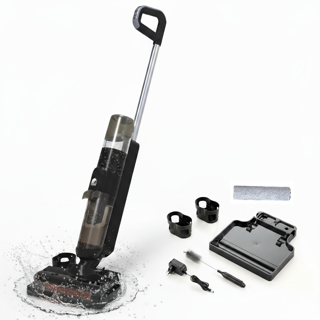 Fregona Eléctrica 2 en 1 GAVATECH TURBO WASH GV150 – Aspira y Friega al Mismo Tiempo_ 1800 Pa de Succión_ 35 Minutos de Autonomía_ Sin Cable_ Filtro HEPA Lavable_ para Múltiples Superficies