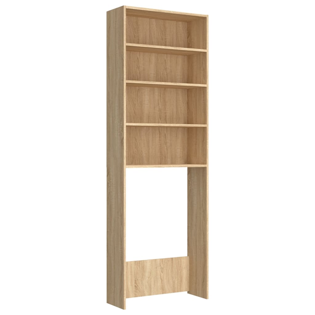 Armario de Lavadora 64x24x190 cm Estantería Muebles Colada Aseo Color Blanco,  Blanco brillante,  Roble ahumado y mas