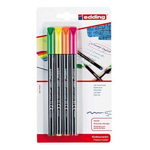 Edding 1200 - amarillo, verde, naranja, rosa - 4 rotuladores -