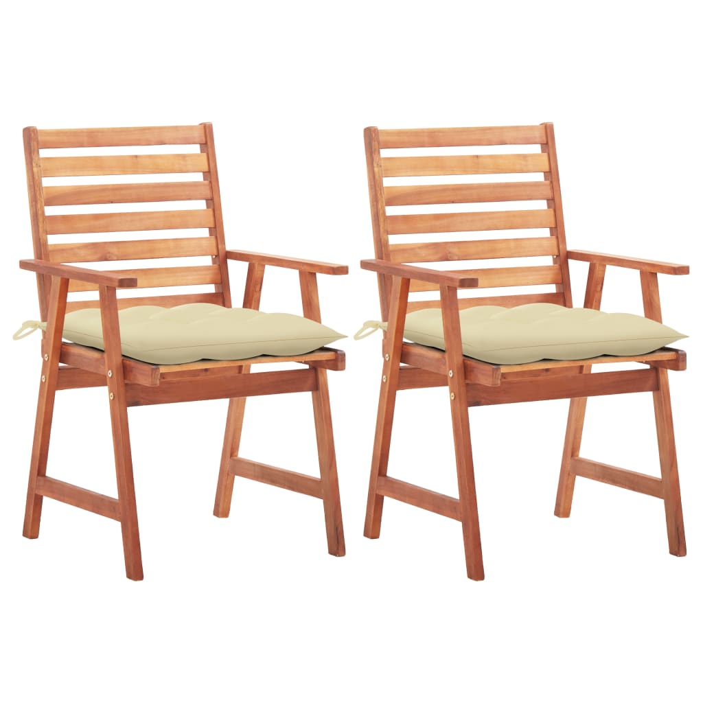 vidaXL Sillas comedor de jardín 2 uds madera maciza de acacia y cojines
