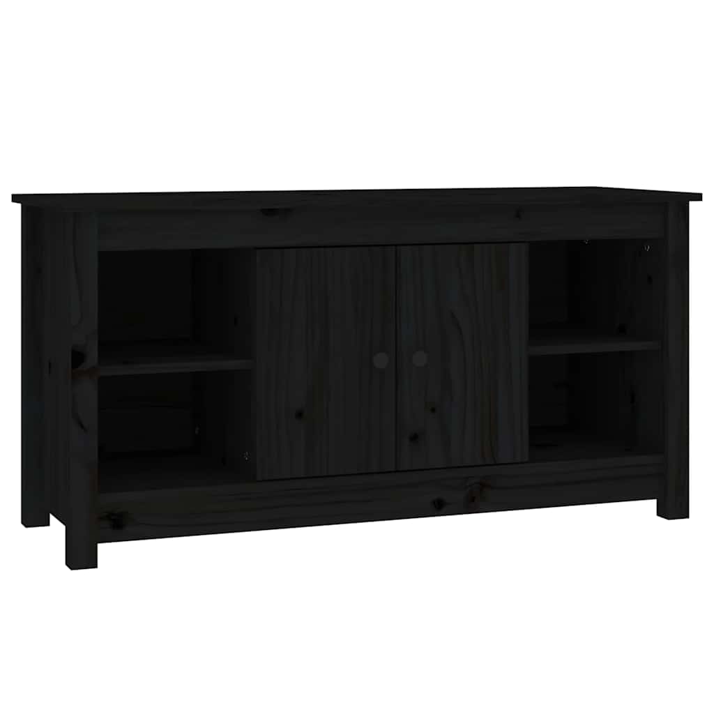 vidaXL Mueble de TV de madera maciza de pino negro 103x36,5x52 cm