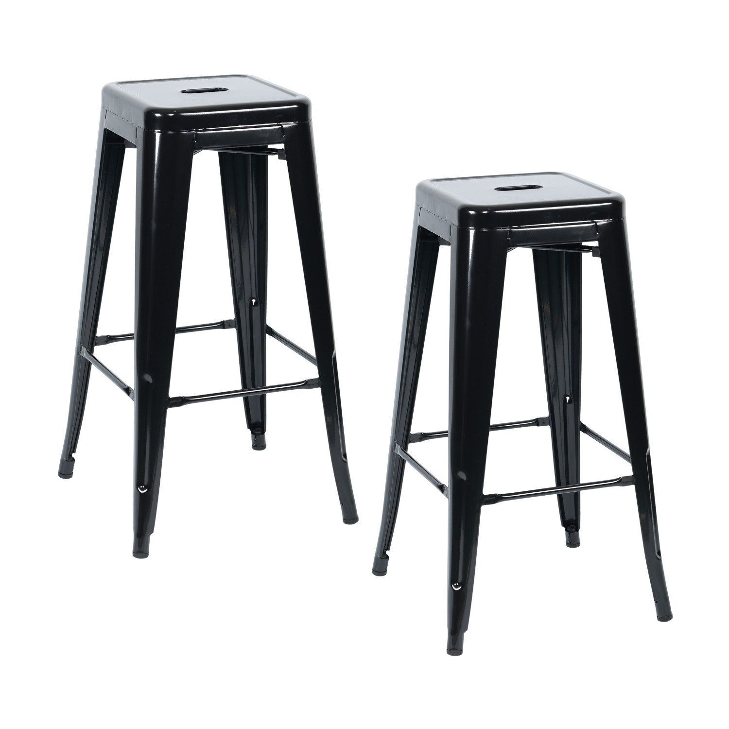Pack 2 Taburetes Medios Industriales Apilables de Acero 43x43x76cm Thinia Home