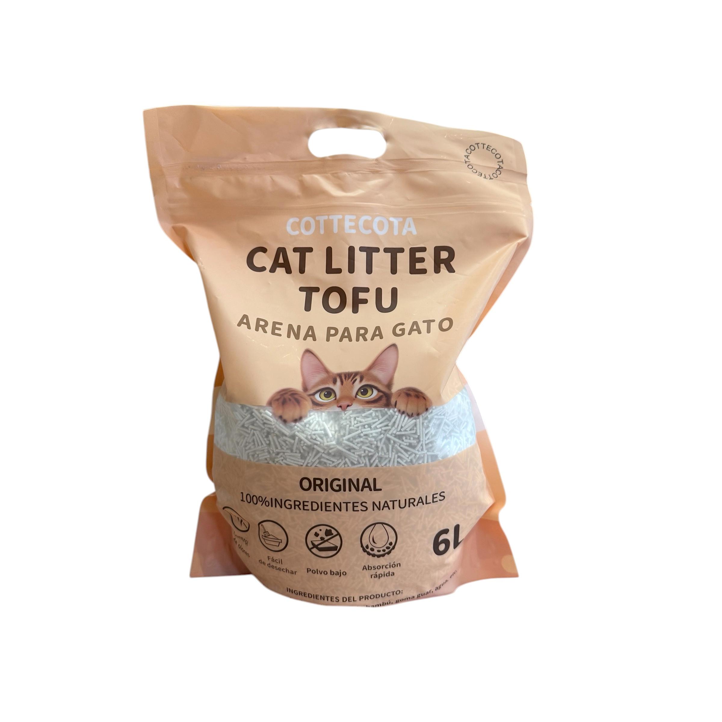 COTTECOTA-Arena para Gatos 6 L de Tofu Lavanda Café Vainilla , Lecho natural para Gatos Libre de Polvo Arena Natural Aglomerante ,Arena para mascota vegetal absorvente , Arena de tofu para gatos antiolor y absorvente
