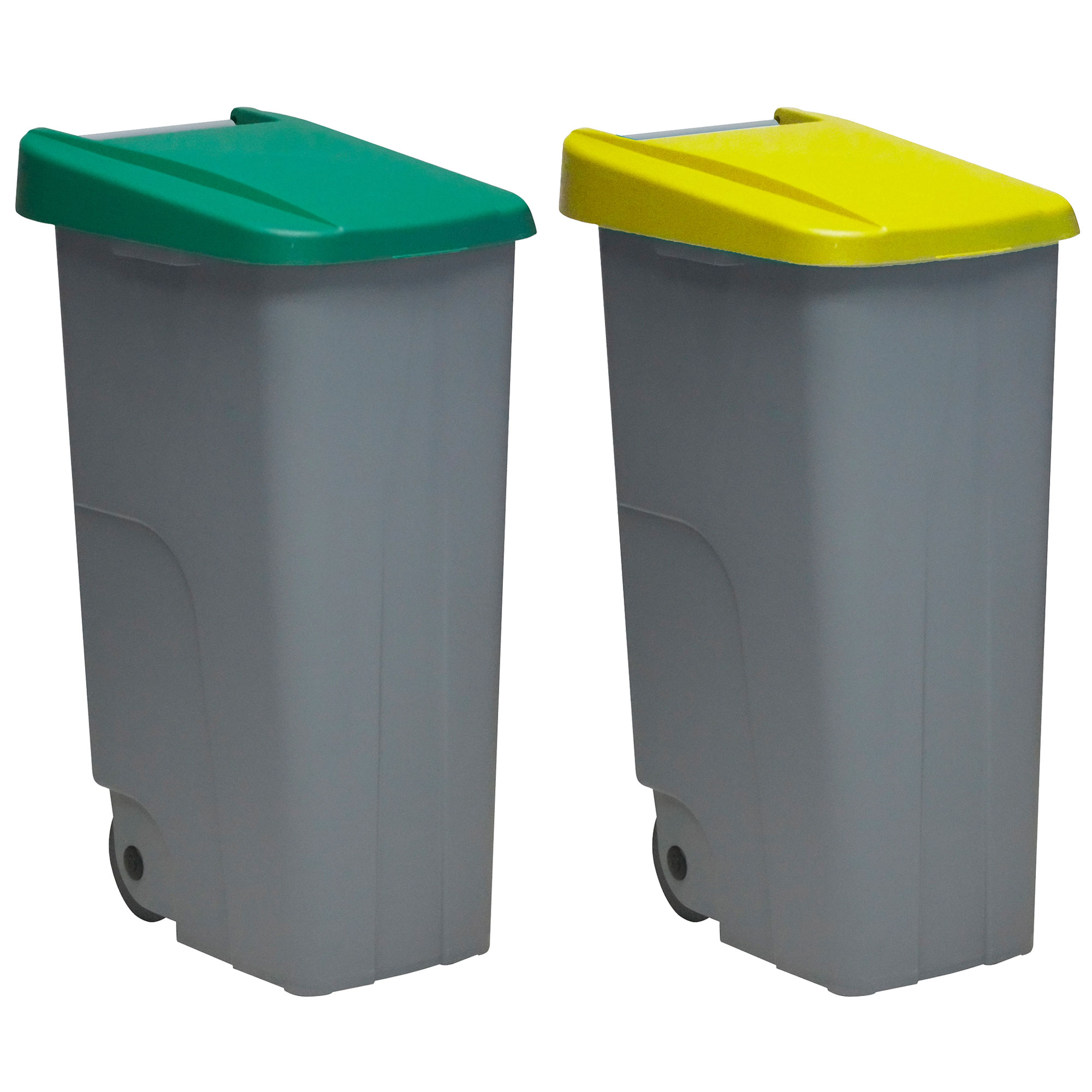 Denox Pack Reciclaje Contenedor Reciclo 110L Cerrado X2 Verde/Amarillo