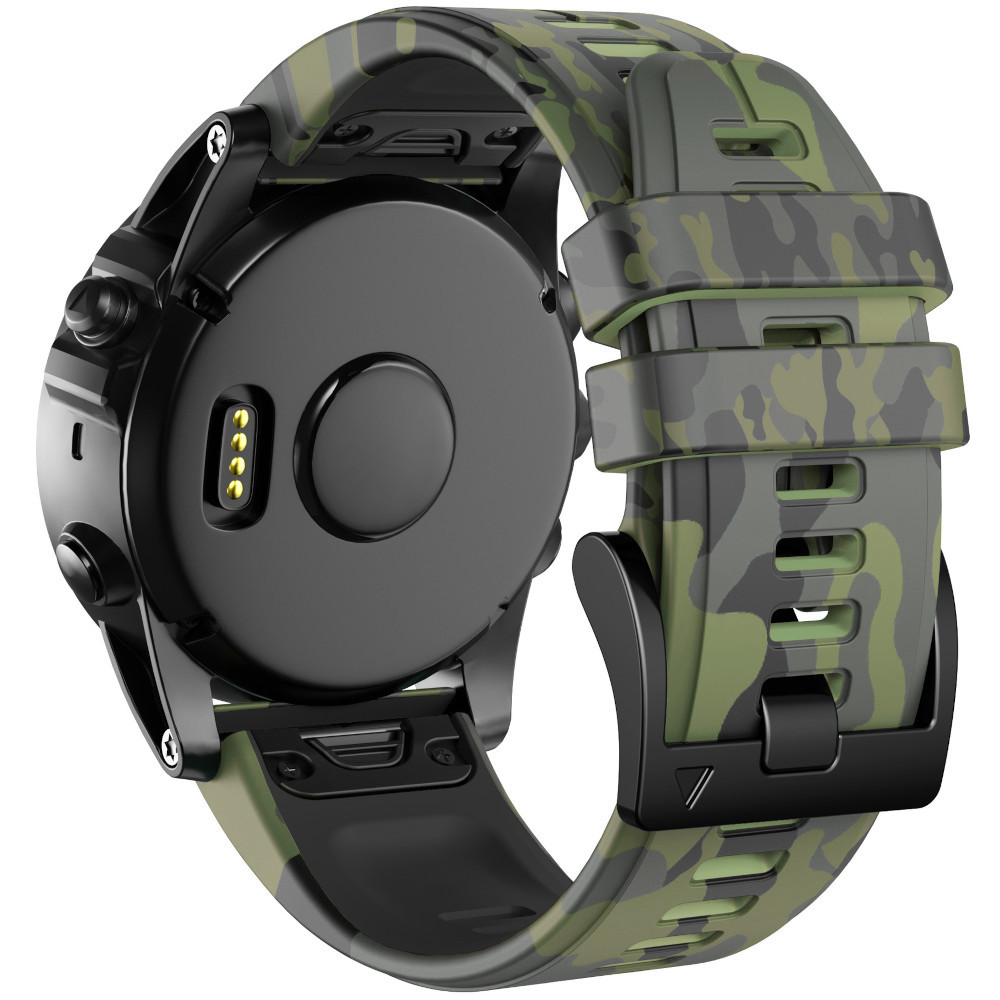 Correa de Silicona para Garmin Fenix 8 - 47mm / Fenix 7 / Fenix 6 / Forerunner 935 / Approach S60, Colores Camuflaje Militar Conectores Quickfit 22mm