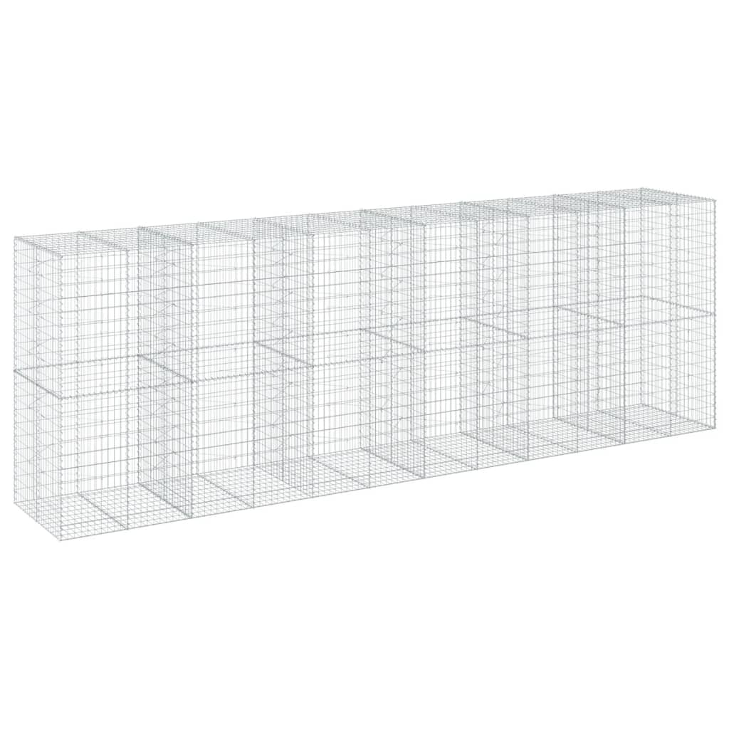 vidaXL Cesta de gaviones con cubierta hierro galvanizado 600x100x200cm
