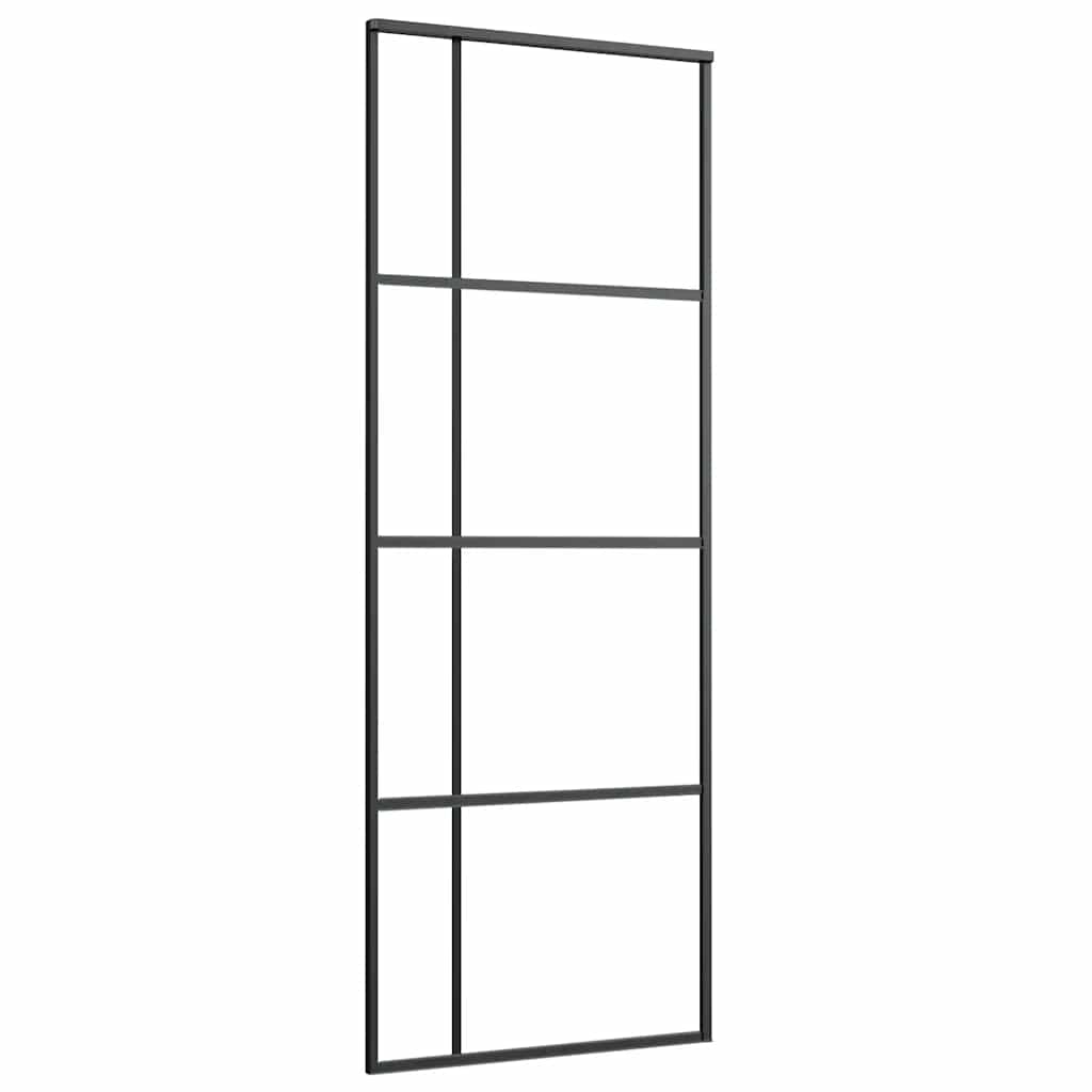 vidaXL Puerta corredera ESG vidrio y aluminio negra 76x205cm